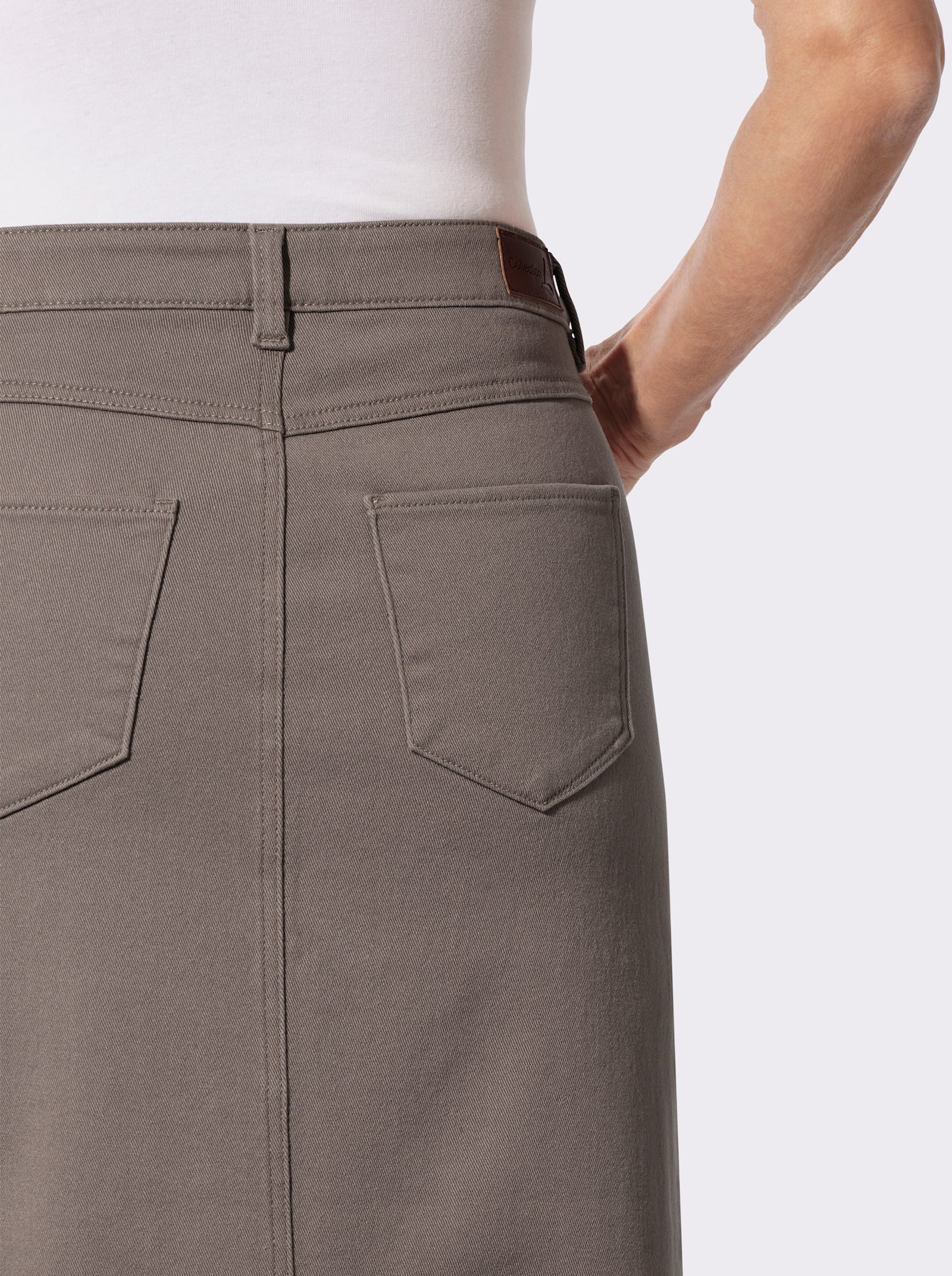 Jeansrock mit verdecktem Gehschlitz, wärmend - taupe