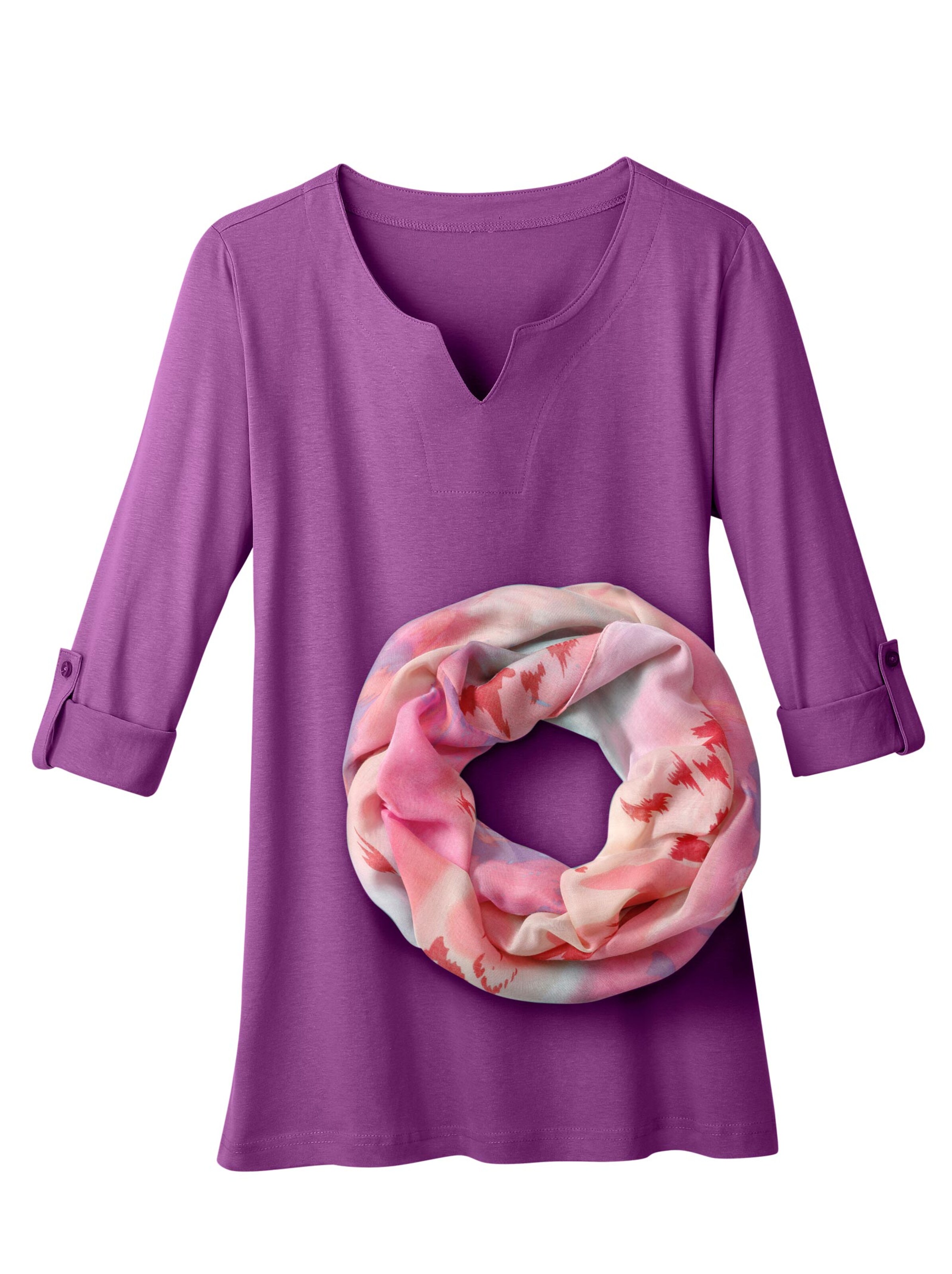 Shirt + Schal - brombeer