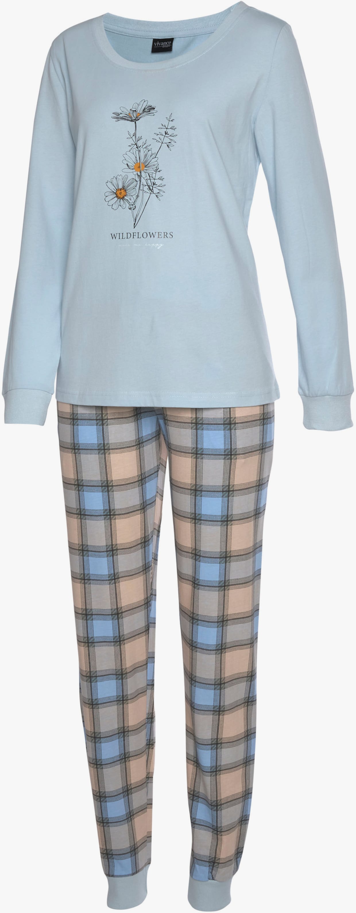 Vivance Dreams Pyjama - bordeaux à carreaux, bleu clair à carreaux