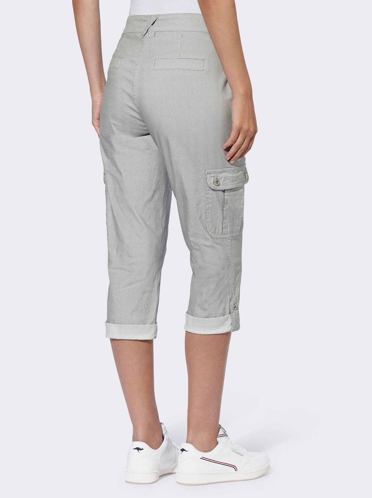 heine Bedrukte broek - marine/ecru gestreept
