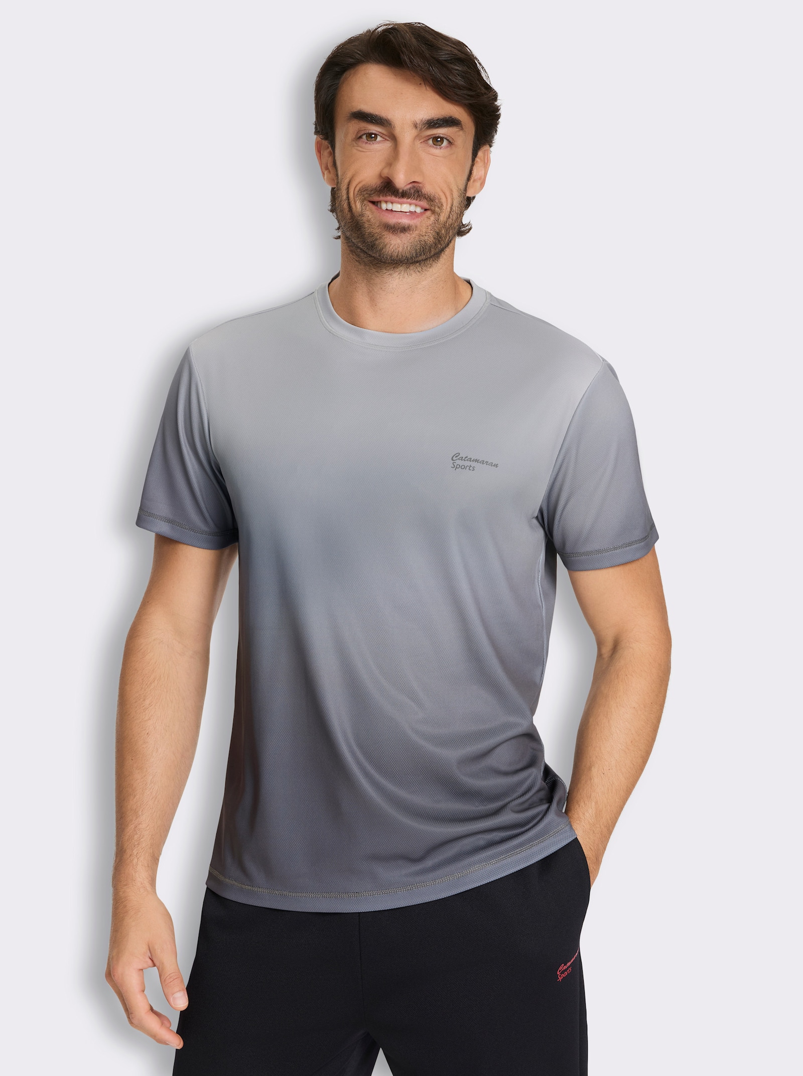 Catamaran Sports Kurzarmshirt mit Farbverlauf - anthrazit-hellgrau