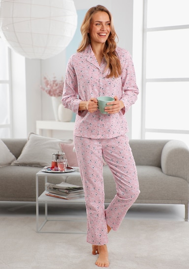 wäschepur Pyjama mit Schaf-Motiven - hellrosé-ecru