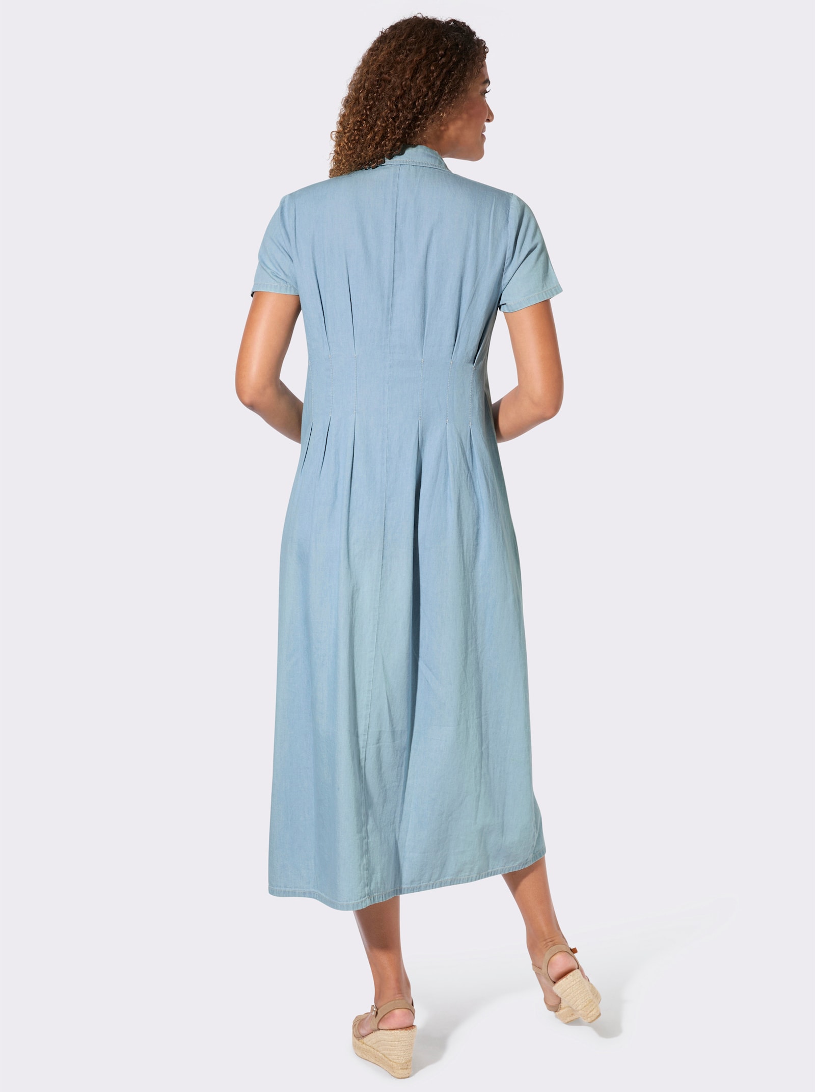 Jeanskleid mit Taillenabnähern - blue-bleached