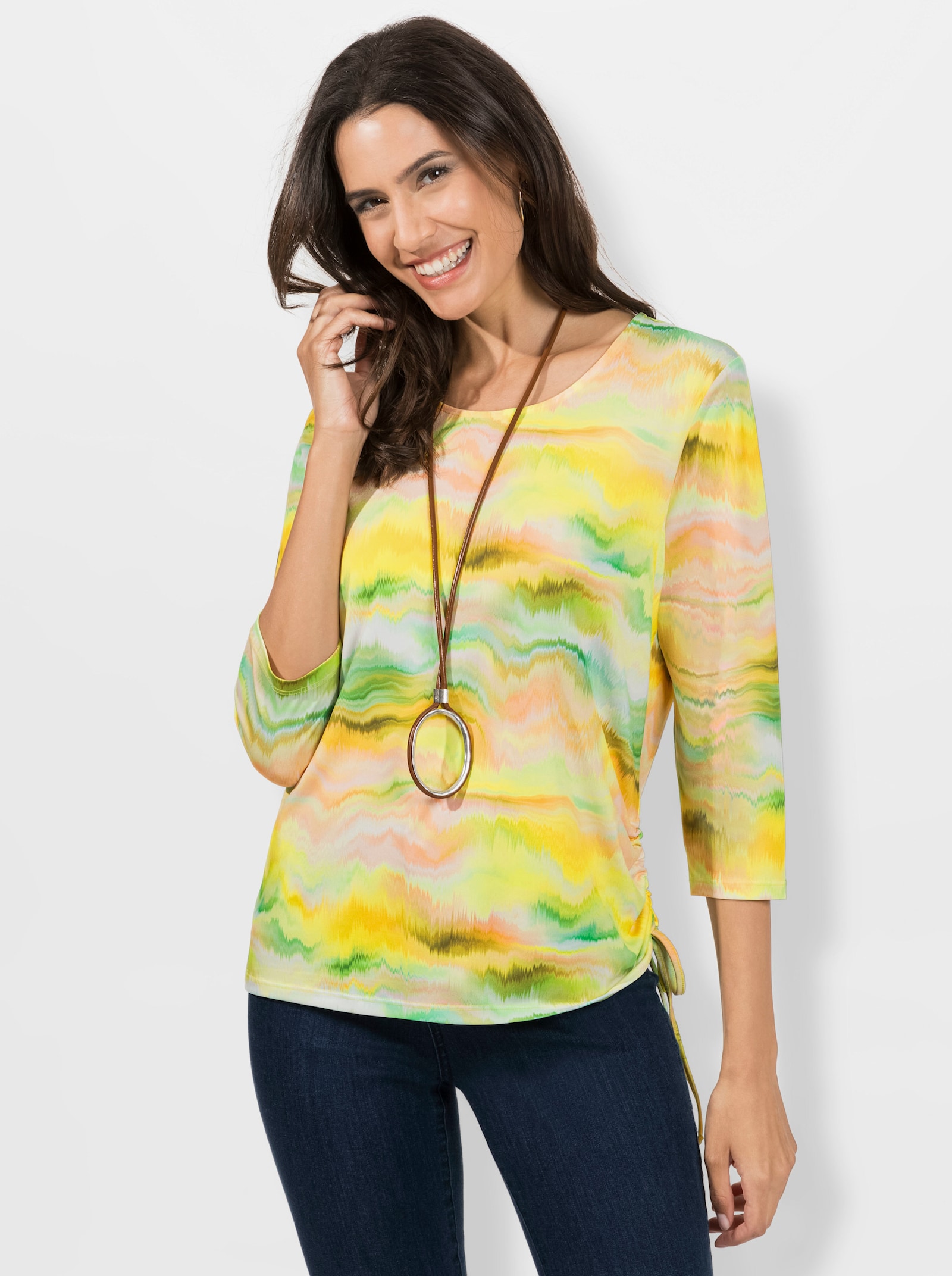 Shirt met digitale print - limoen/poudre bedrukt