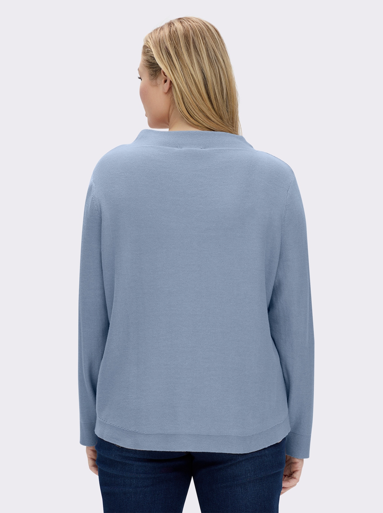 Langarm-Pullover aus reiner Baumwolle - bleu