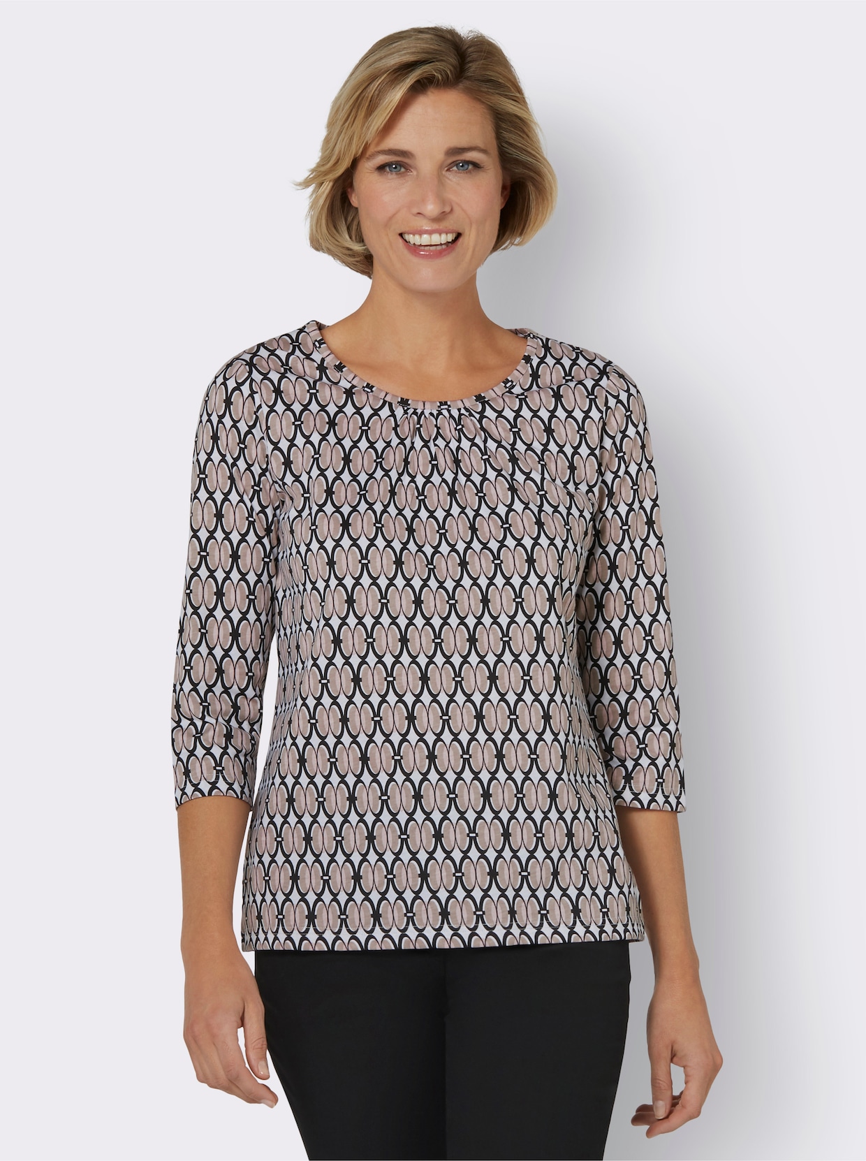 Print-Shirt - ecru-puder-bedruckt