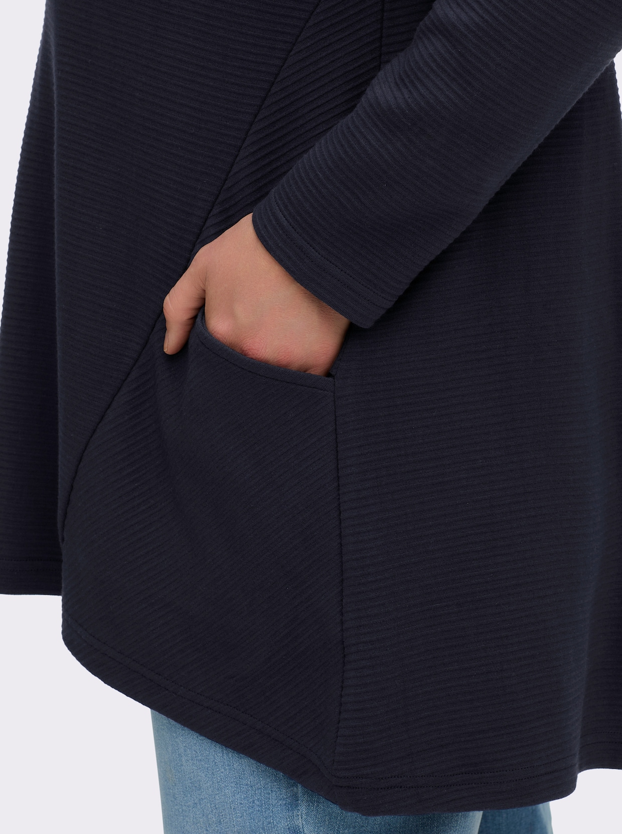 sheego Sweatshirt - tiefblau-gestreift