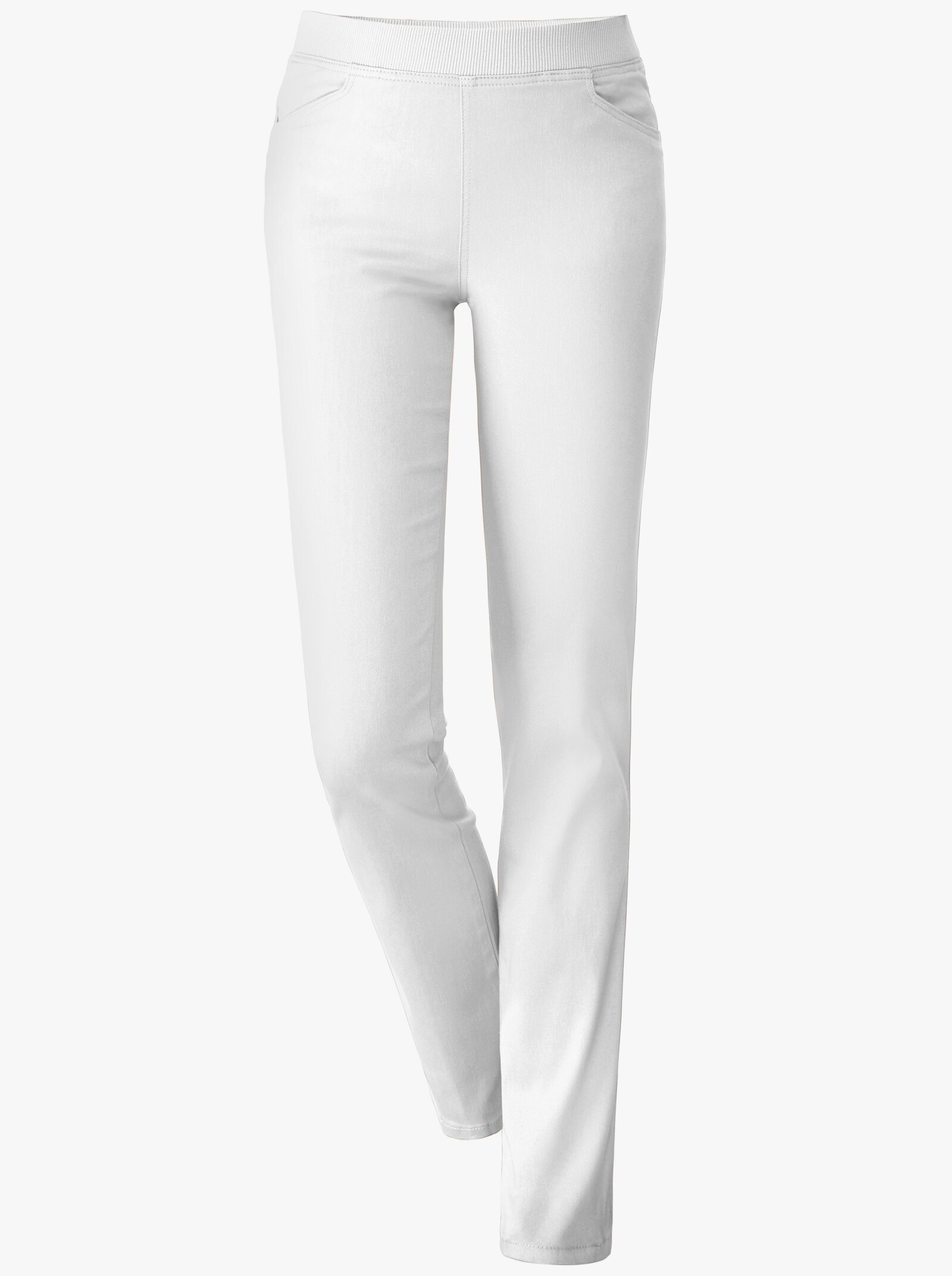 Stretch-Jeans mit Rundum-Dehnbund - weiß