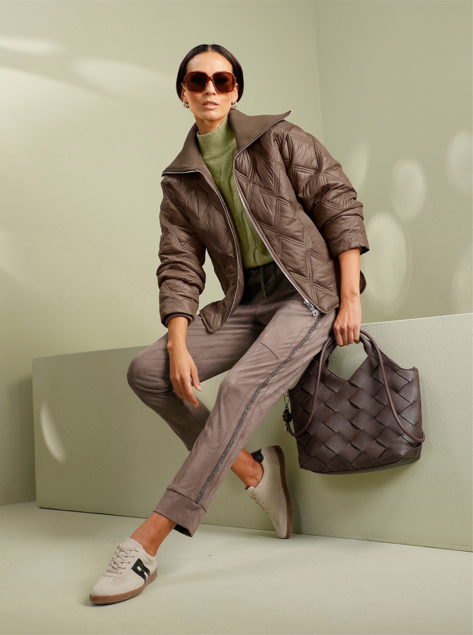 heine Steppjacke mit 2-Wege-Zipper - schoko