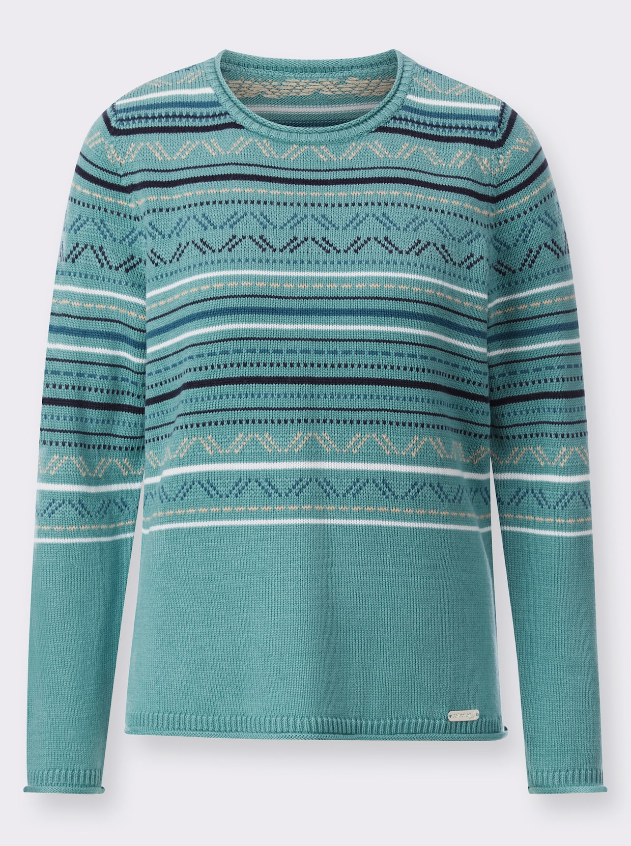 Pullover met ronde hals - oceaan/marine gestreept