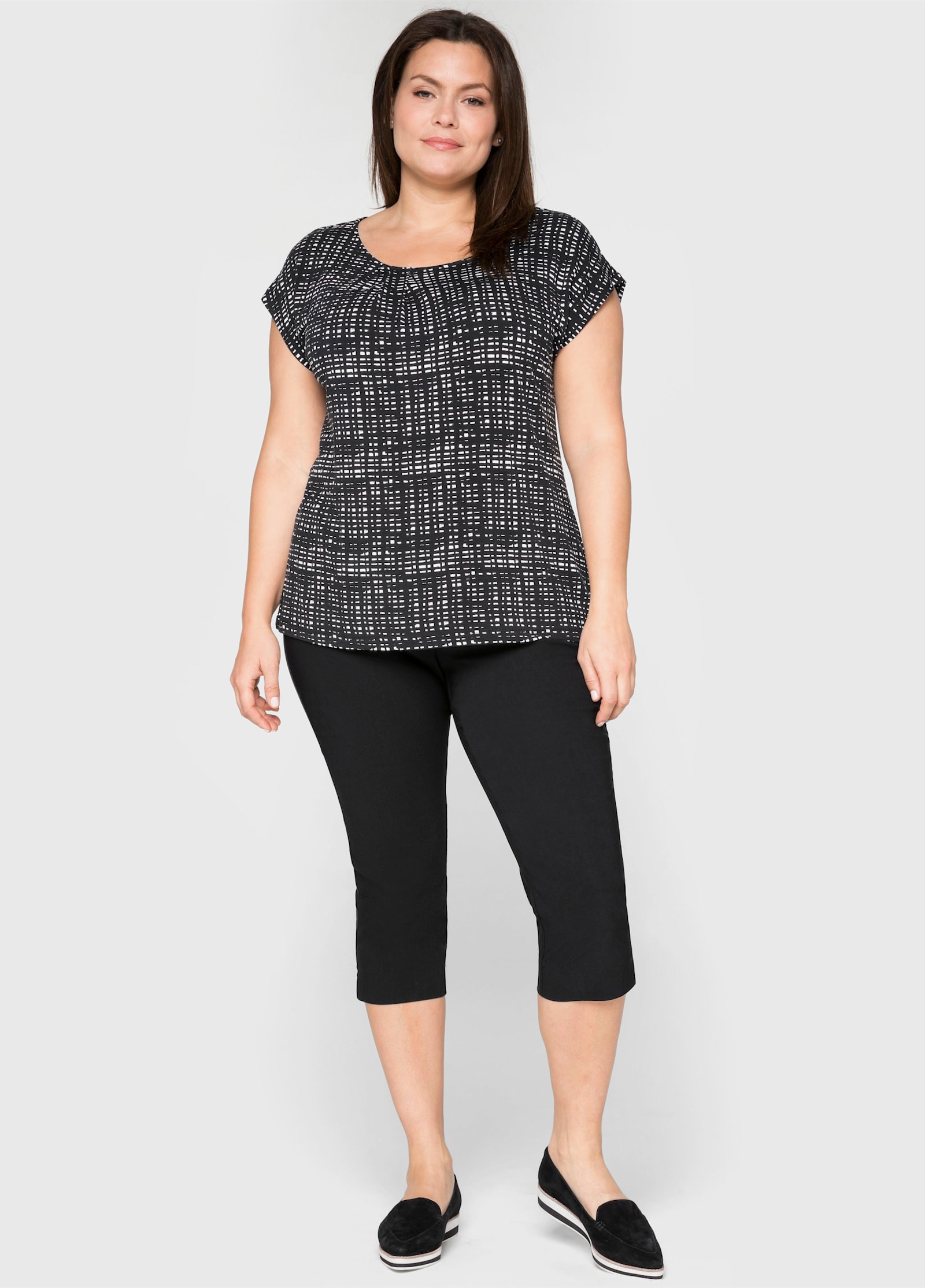 sheego Caprihose mit Schlupfbund, aus Bengalin - schwarz