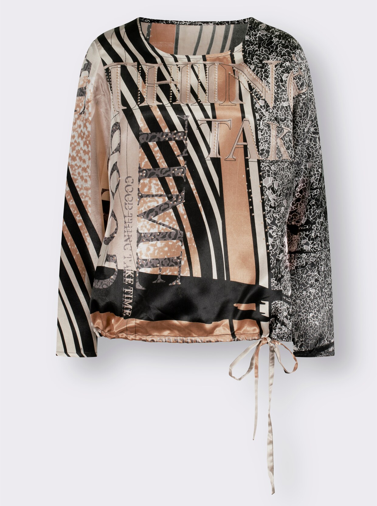 Comfortabele blouse - zwart gedessineerd