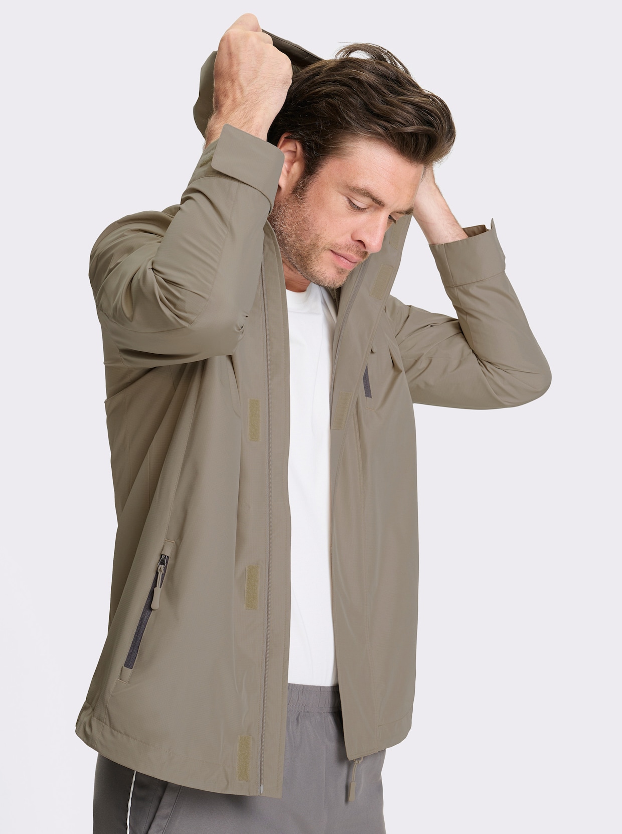 Catamaran Sports Funktionsjacke mit abnehmbarer Kapuze - schlamm