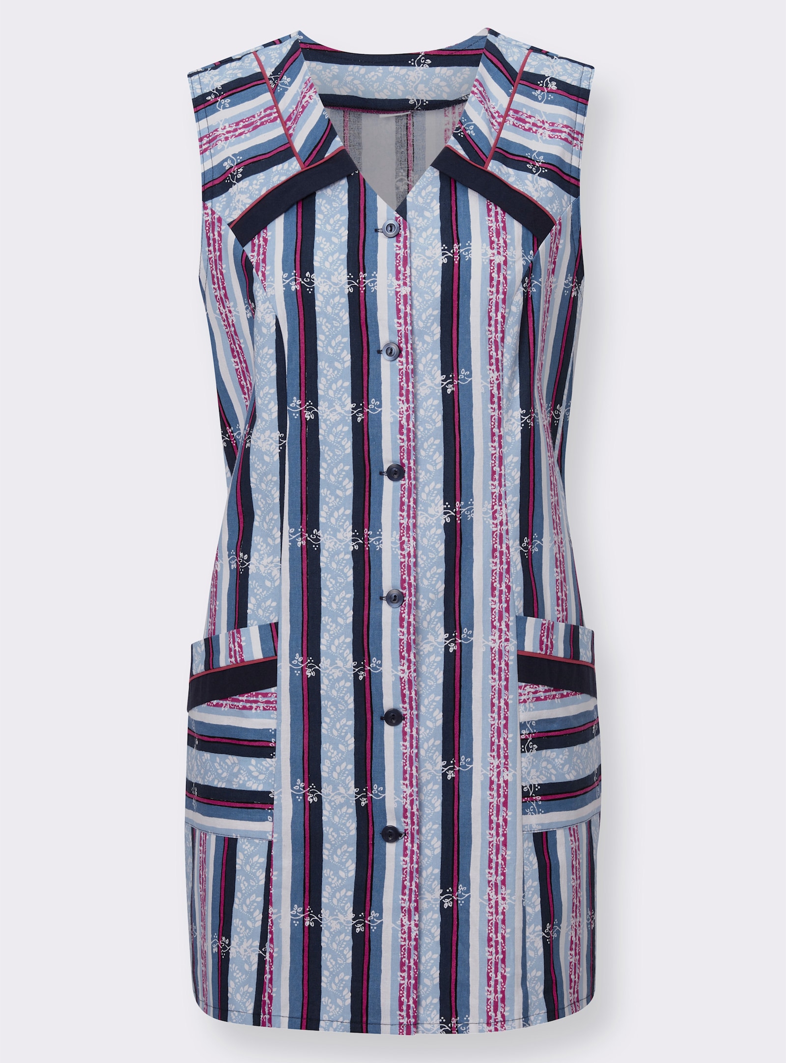 Schort met streeppatroon - donkerblauw/heide