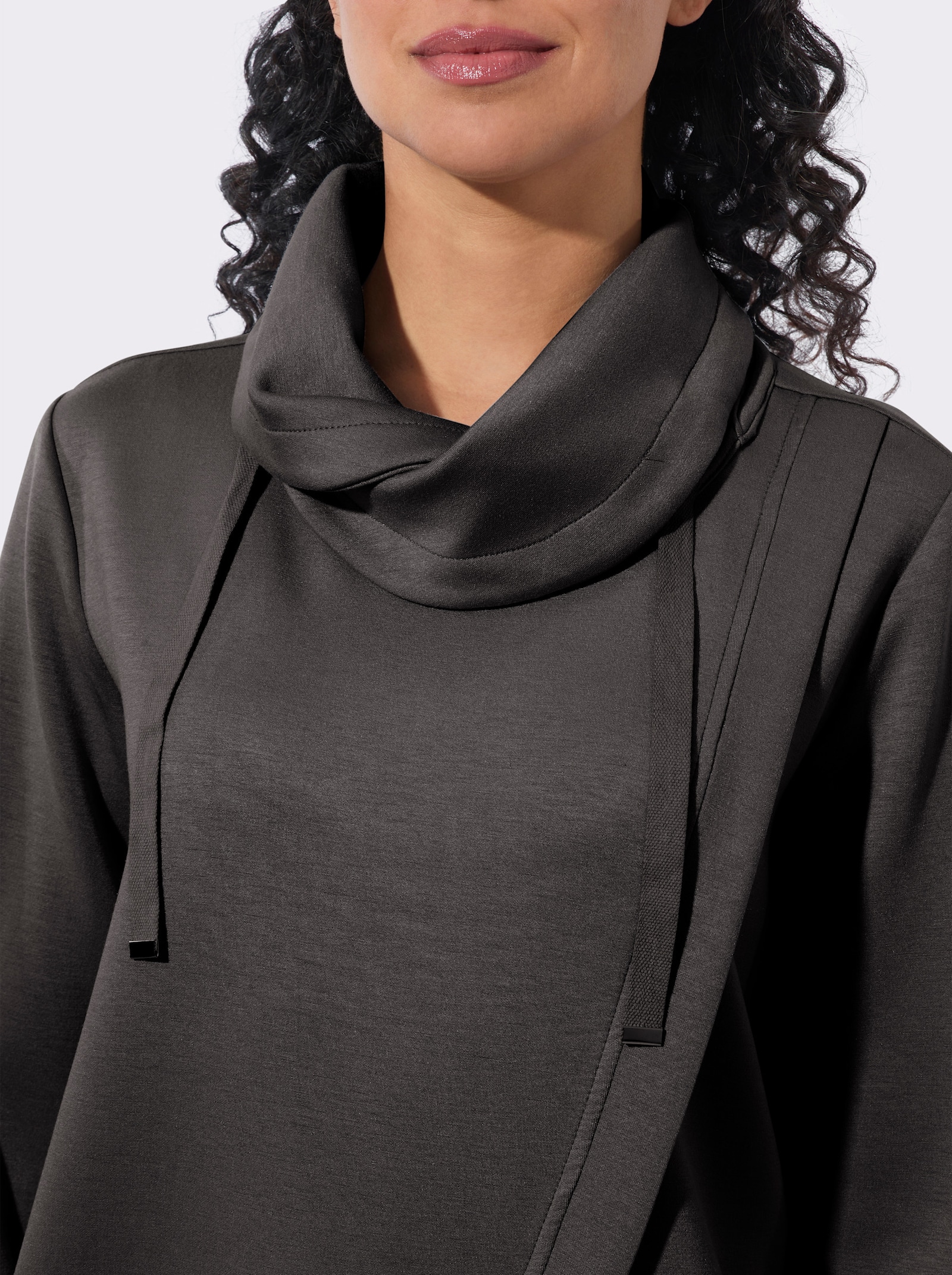  Longshirt in Wickel-Optik - graphit