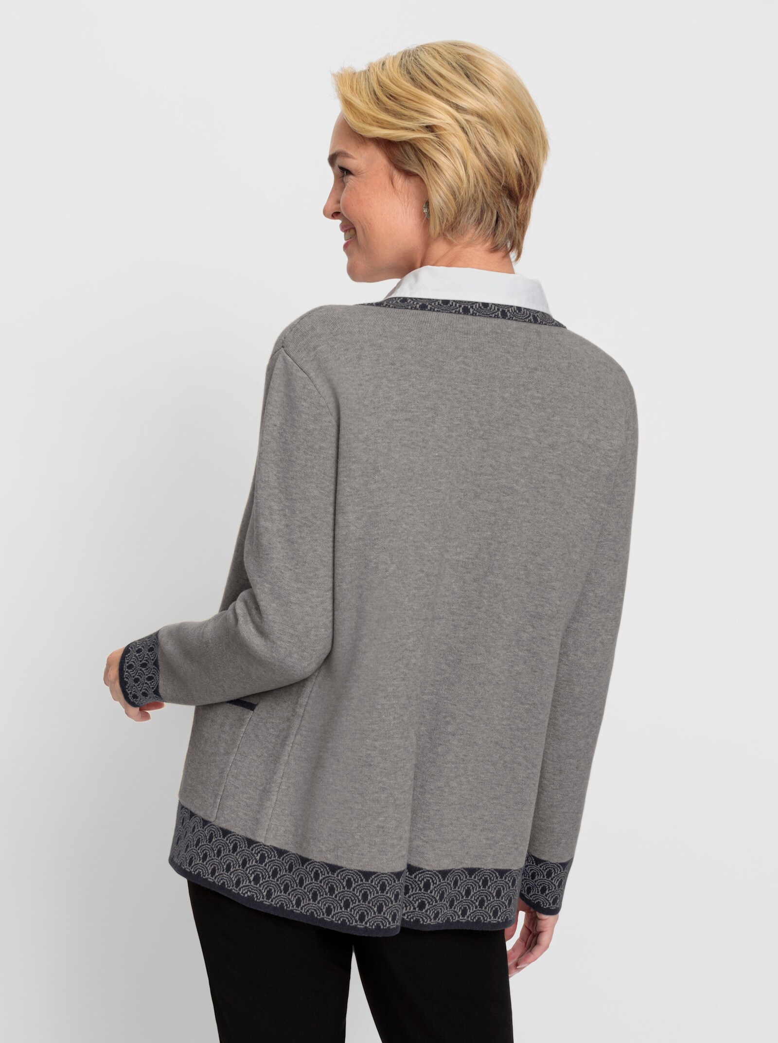 Strickjacke mit Modal-Anteil - grau-meliert