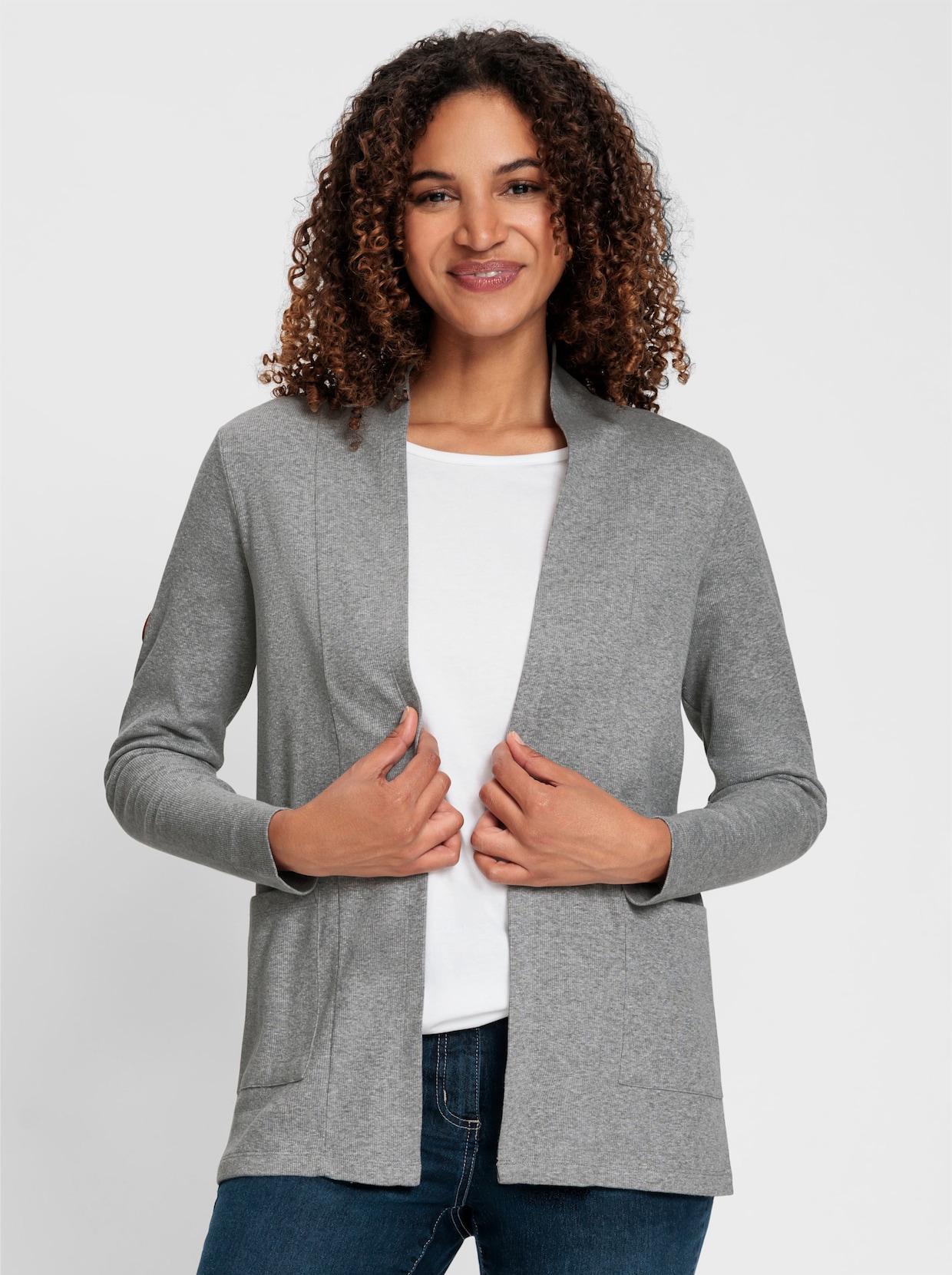 Shirtjacke - grau-meliert