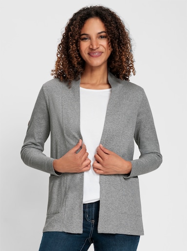 Shirtjacke mit Schalkragen - grau-meliert