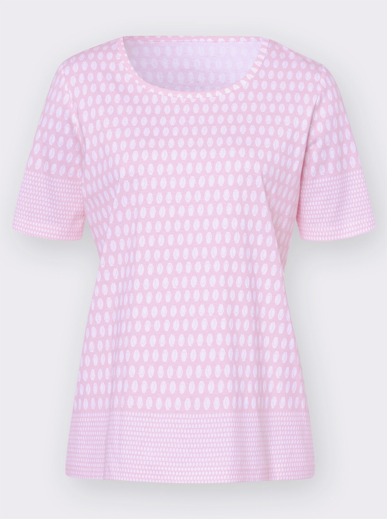 Tričko s kulatým výstřihem - světle růžová-vzor