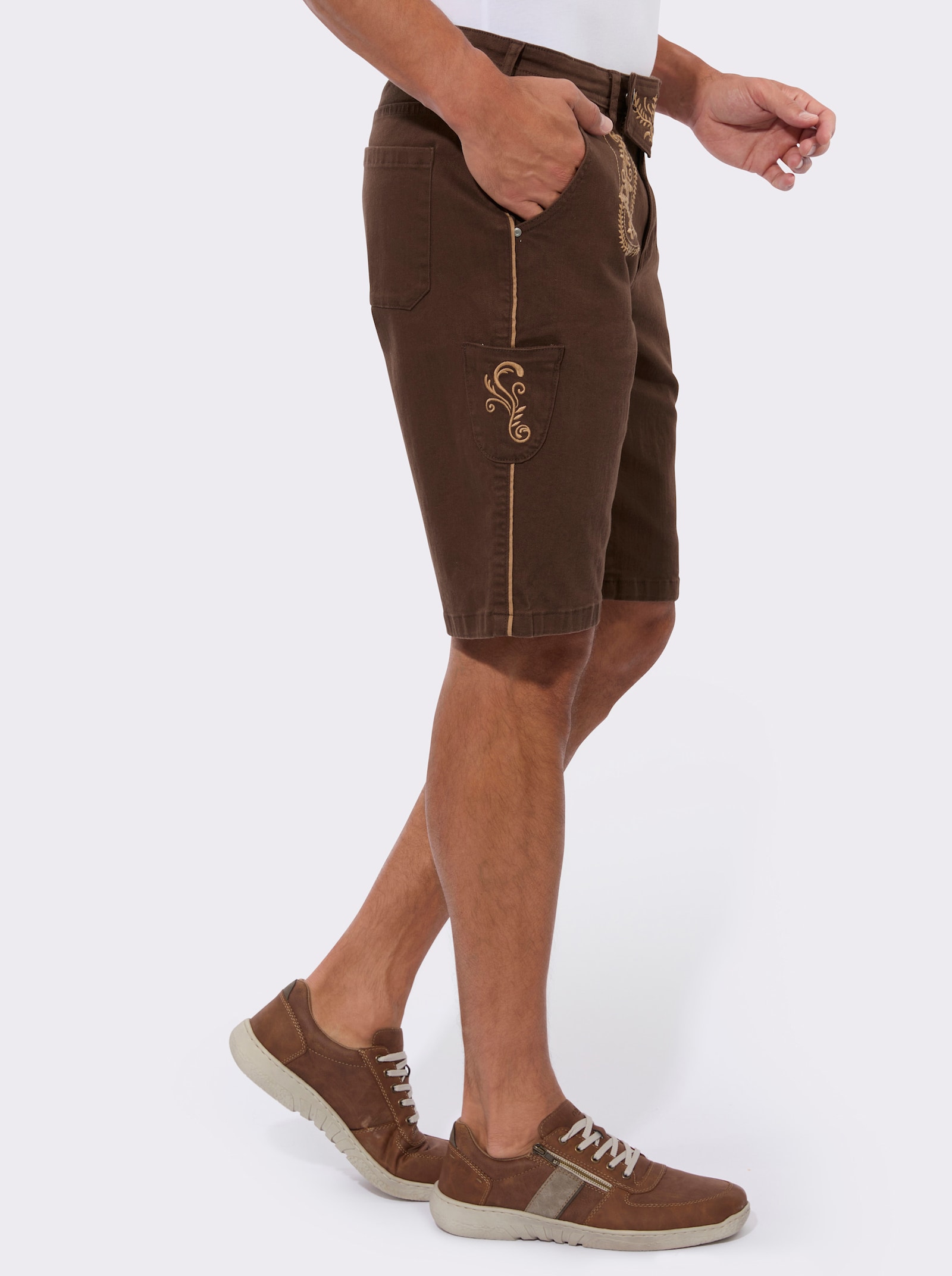 Trachtenhose mit Kontrast-Stickerei - schoko