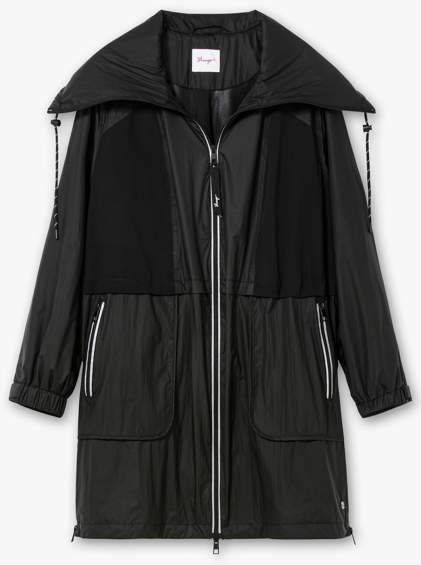 sheego Outdoorjacke mit Kontrastpassen - schwarz