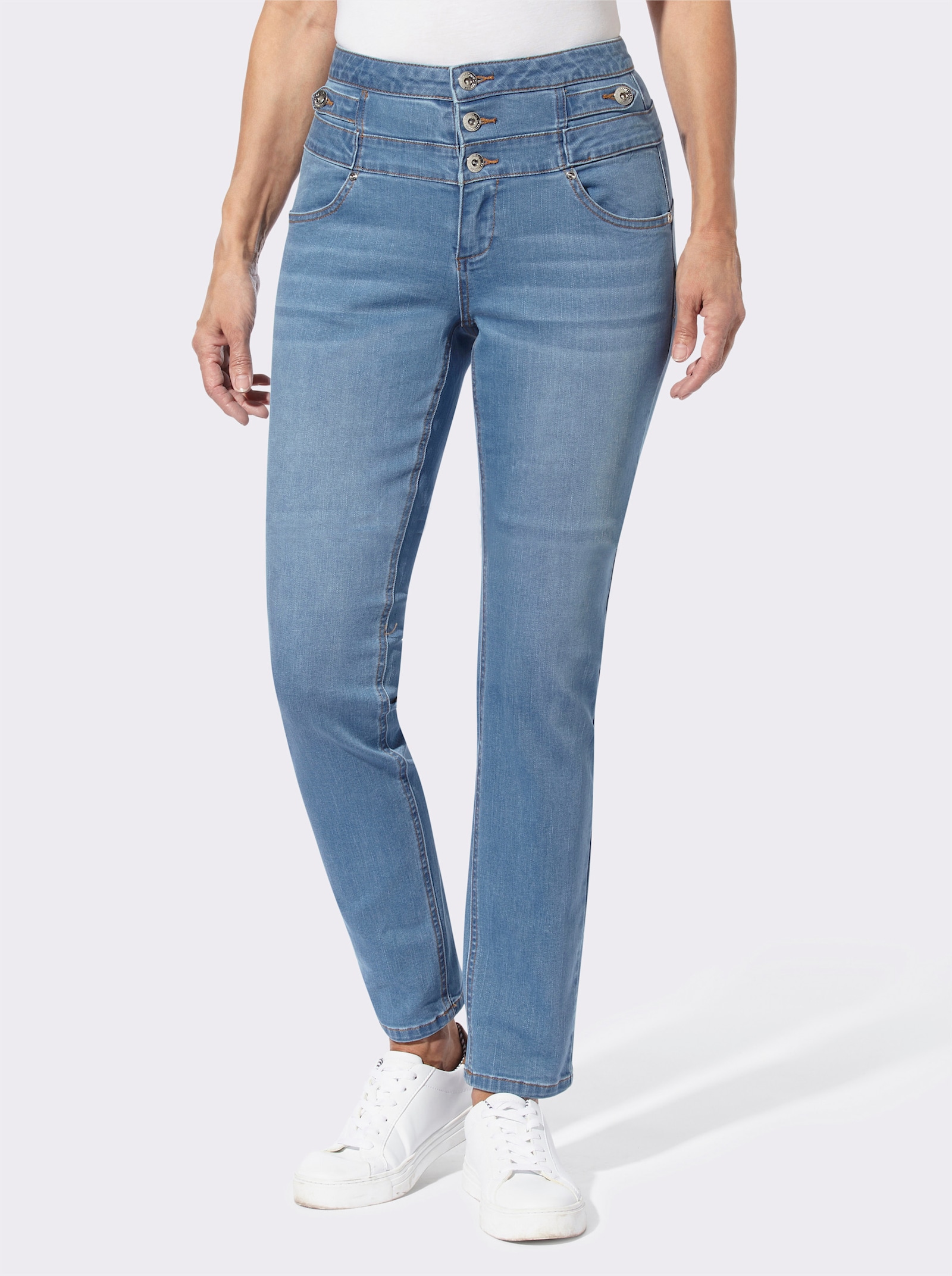 Jeans mit 3-Knopf- und Reißverschluss - blue-bleached