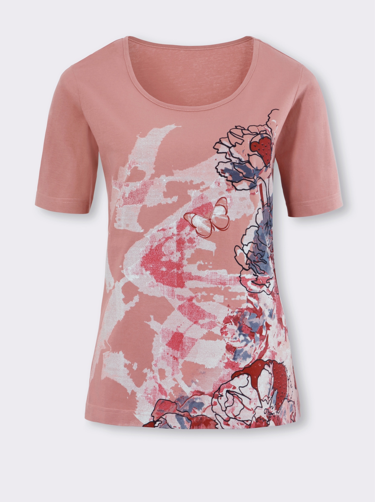 Tričko s krátkým rukávem - růžové dřevo-vzor