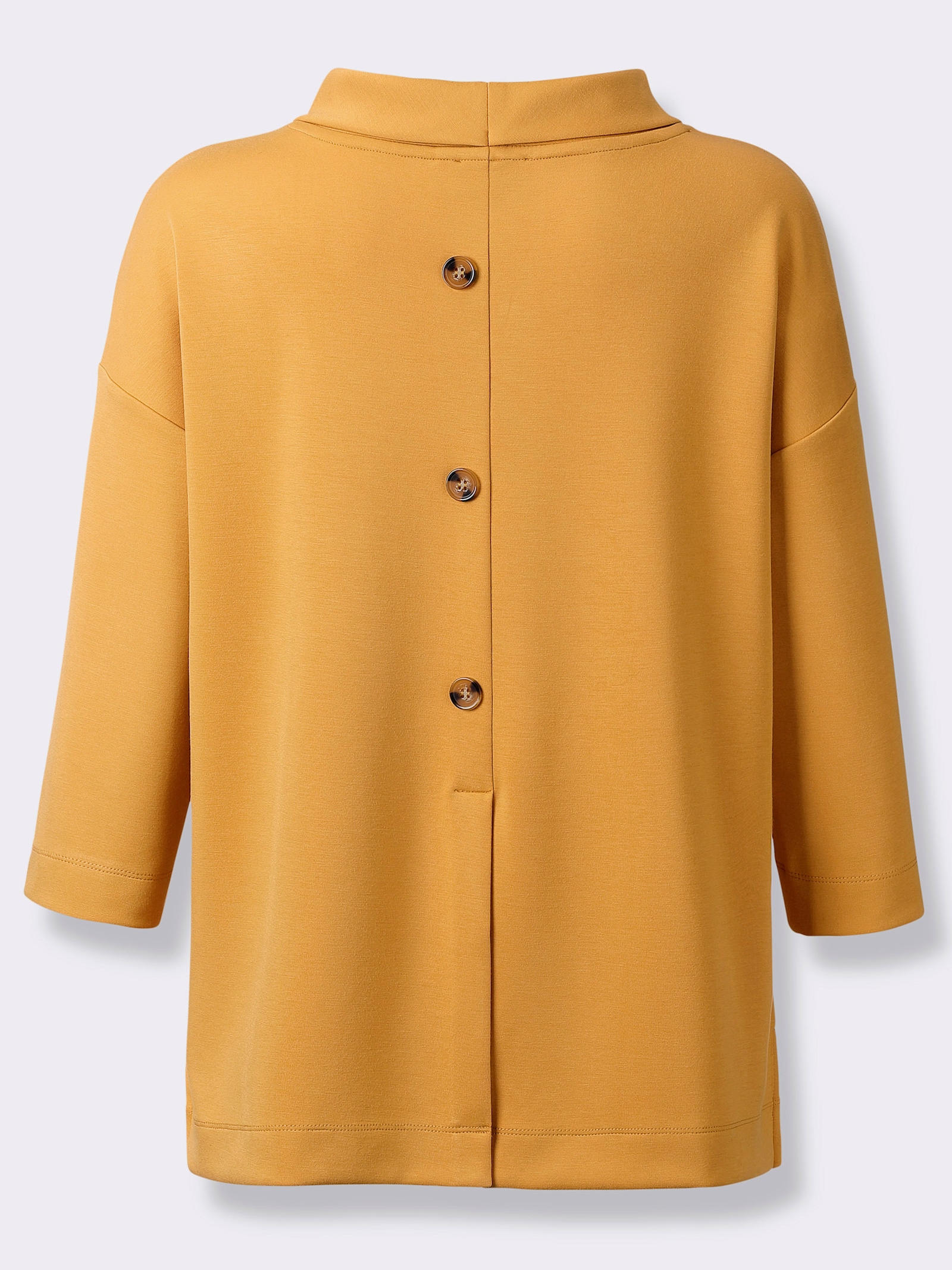 Rollkragenshirt mit Zierknöpfen im Rückteil - ocker