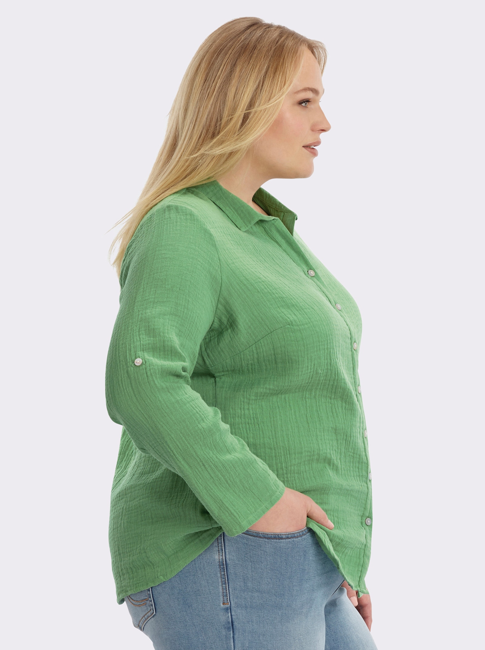 Hemdbluse mit Reverskragen - apfel