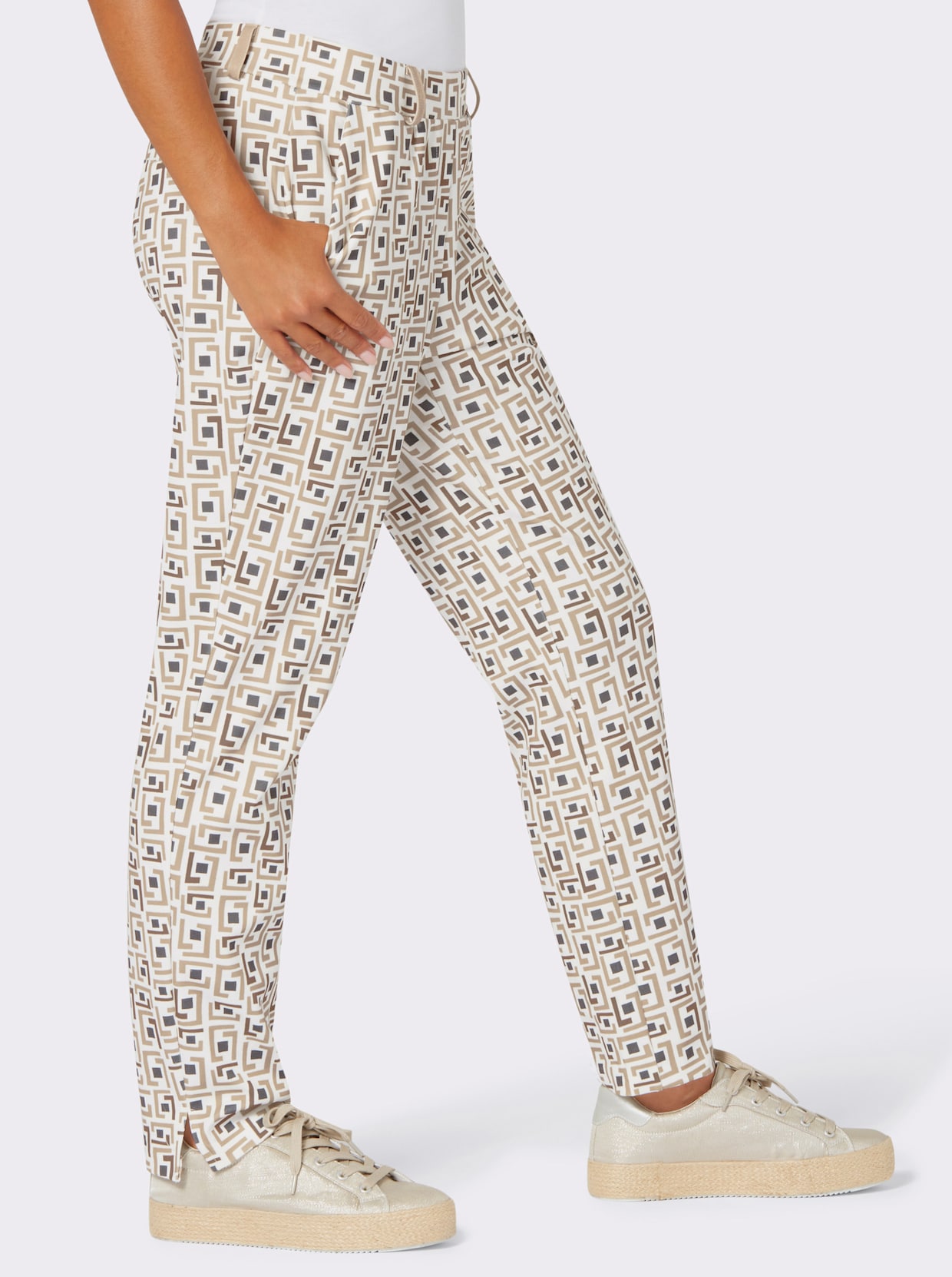 Jerseyhose - ecru-beige-gemustert