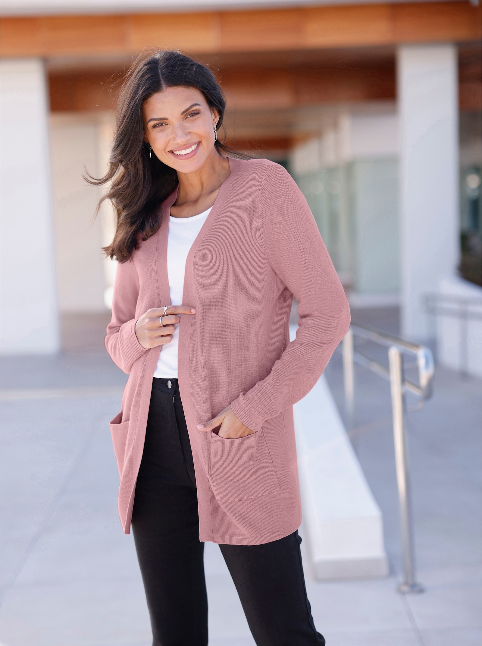 Longstrickjacke in Viskose-Qualität - hortensie