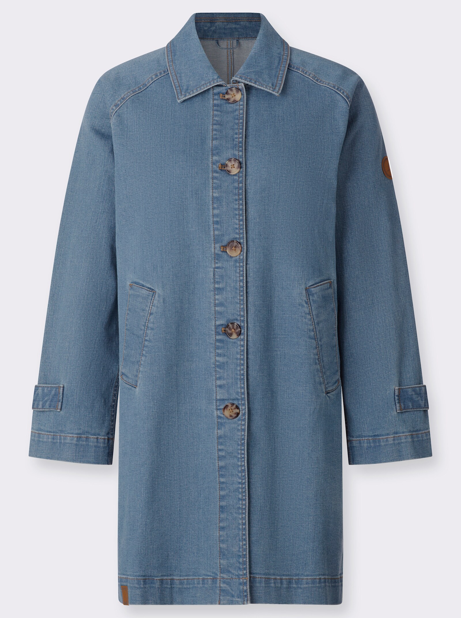  Kurzmantel aus weichem Denim - blue-bleached