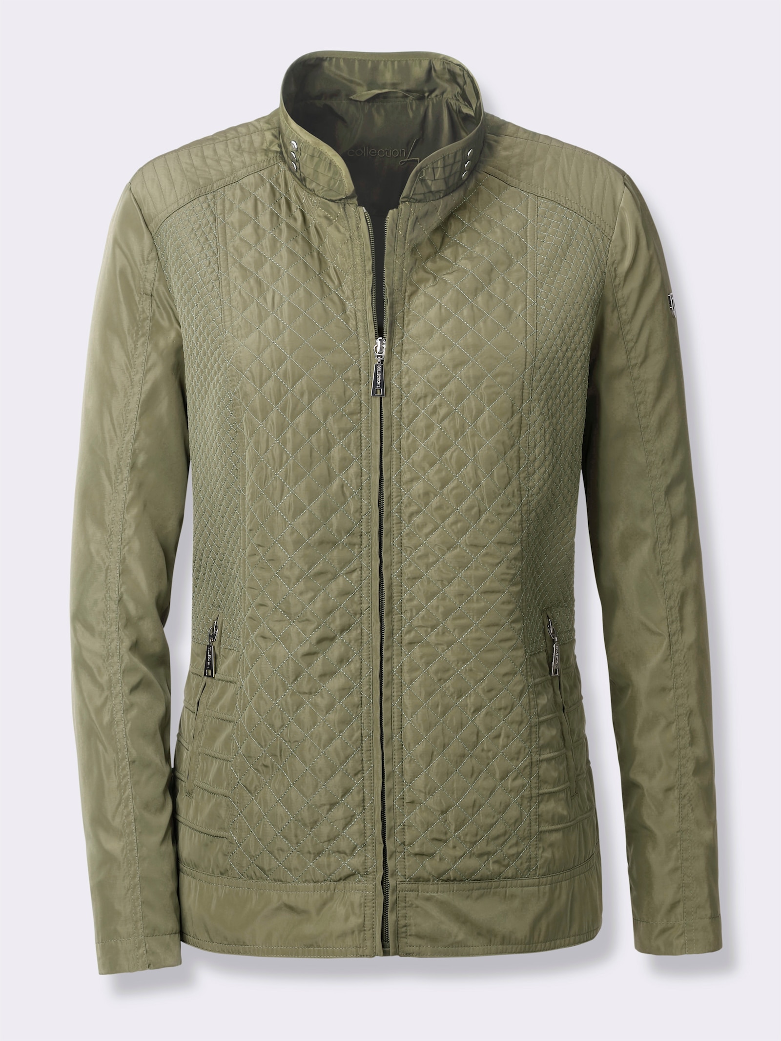 Steppjacke mit verdeckten Reißverschluss-Taschen - khaki