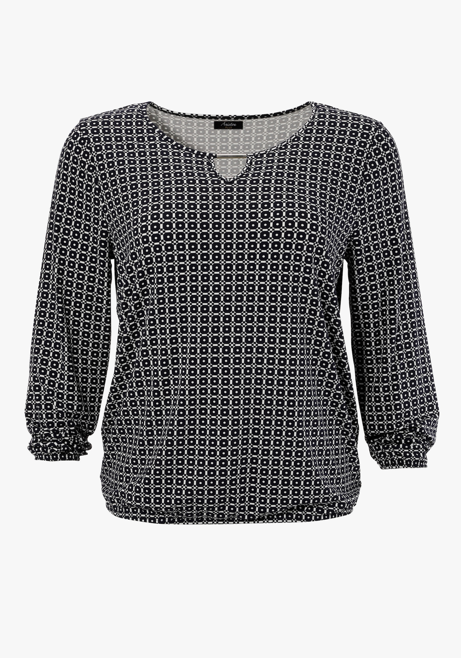 Aniston PLUS Langarmshirt - schwarz-weiß