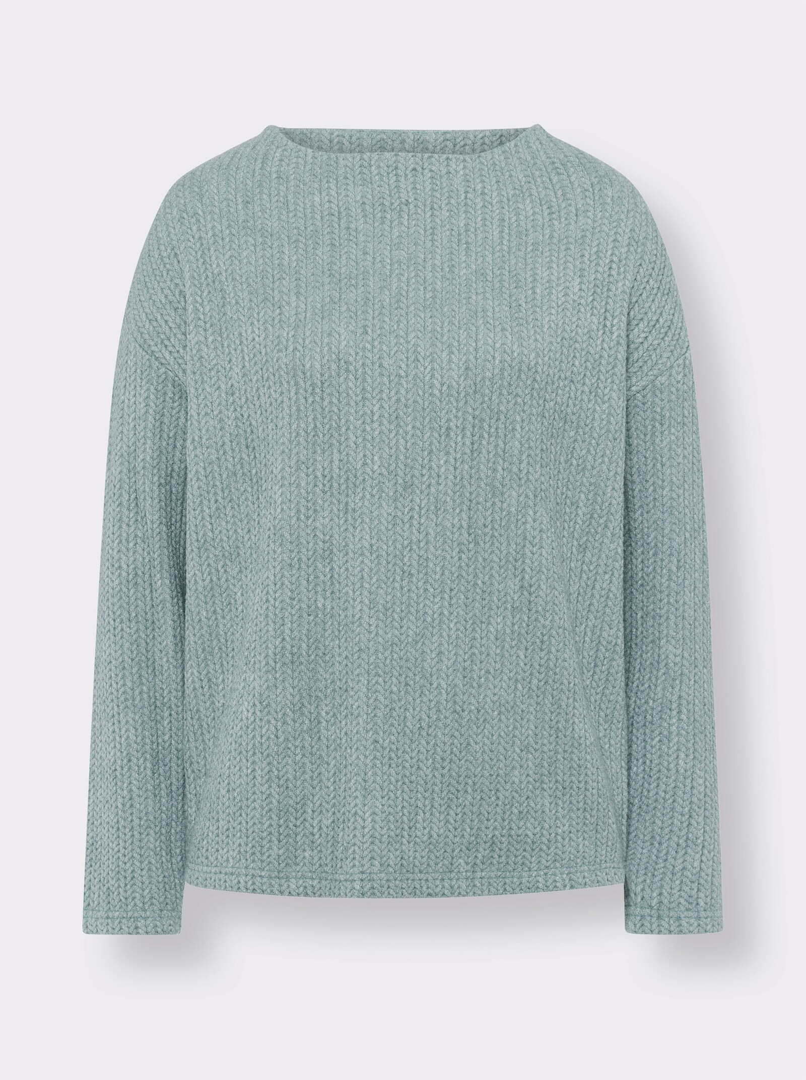 heine Shirt met lange mouwen in tricotlook - jade/ecru gemêleerd