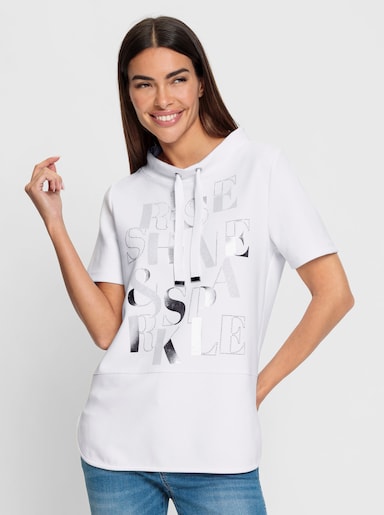 heine Kurzarmshirt mit Lettering-Druck - weiß