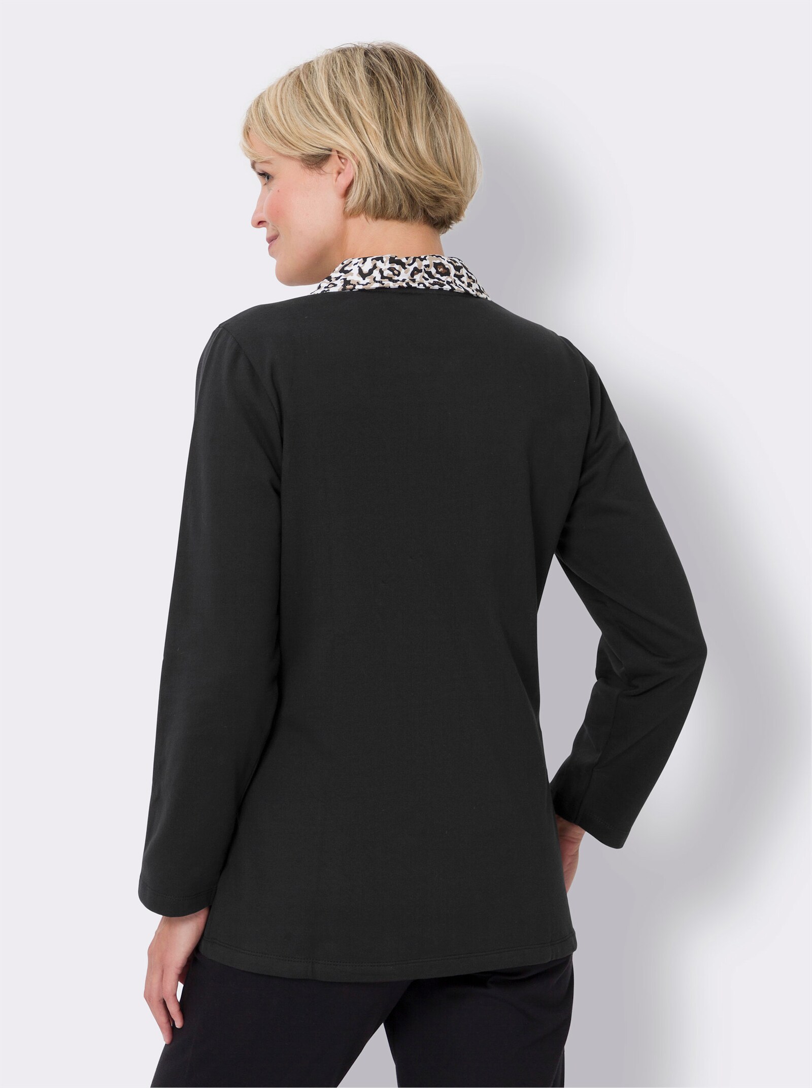 Sweatjack van binnen zacht opgeruwd - zwart