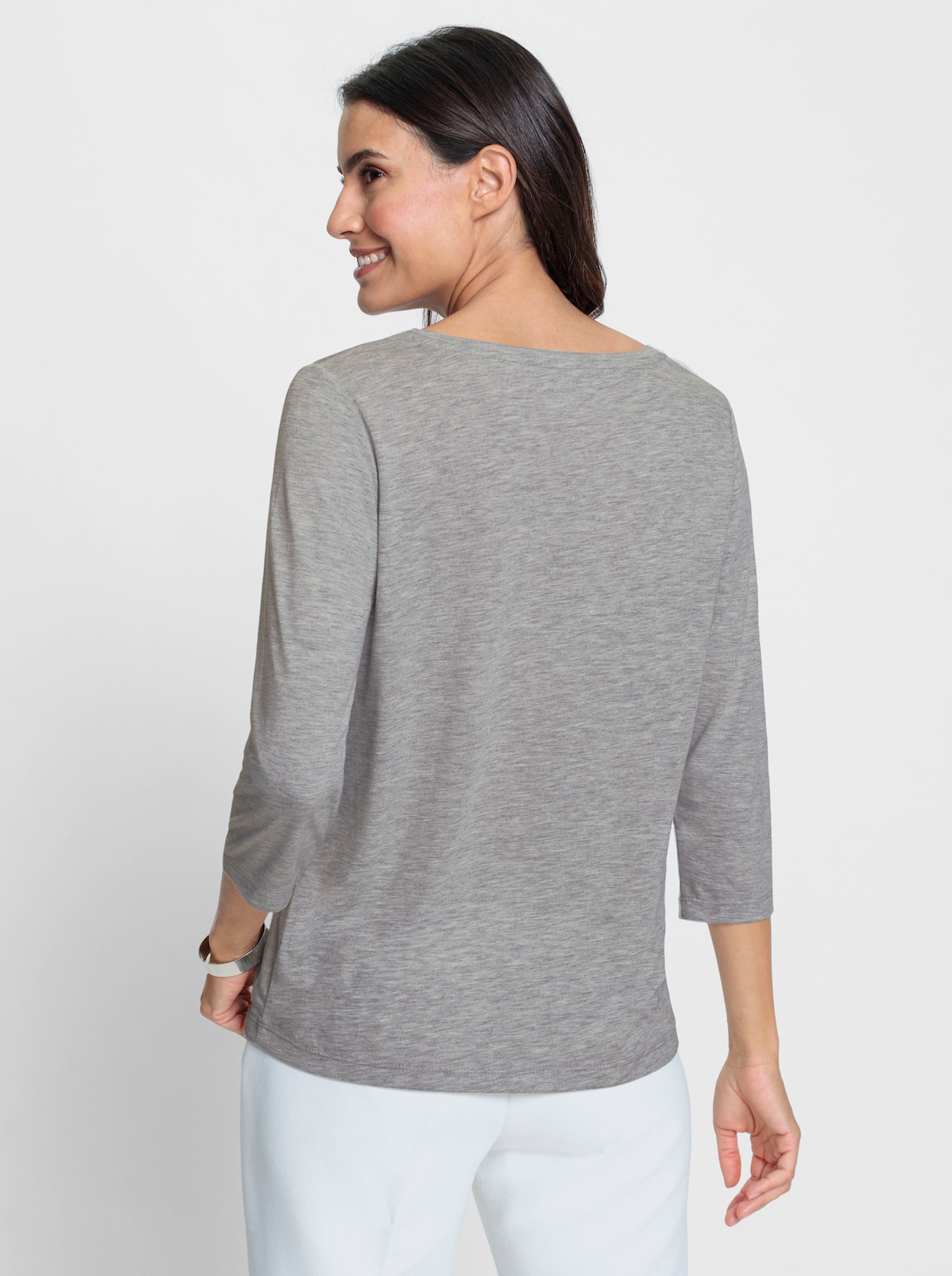 Shirt met 3/4-mouw - grijs gemêleerd
