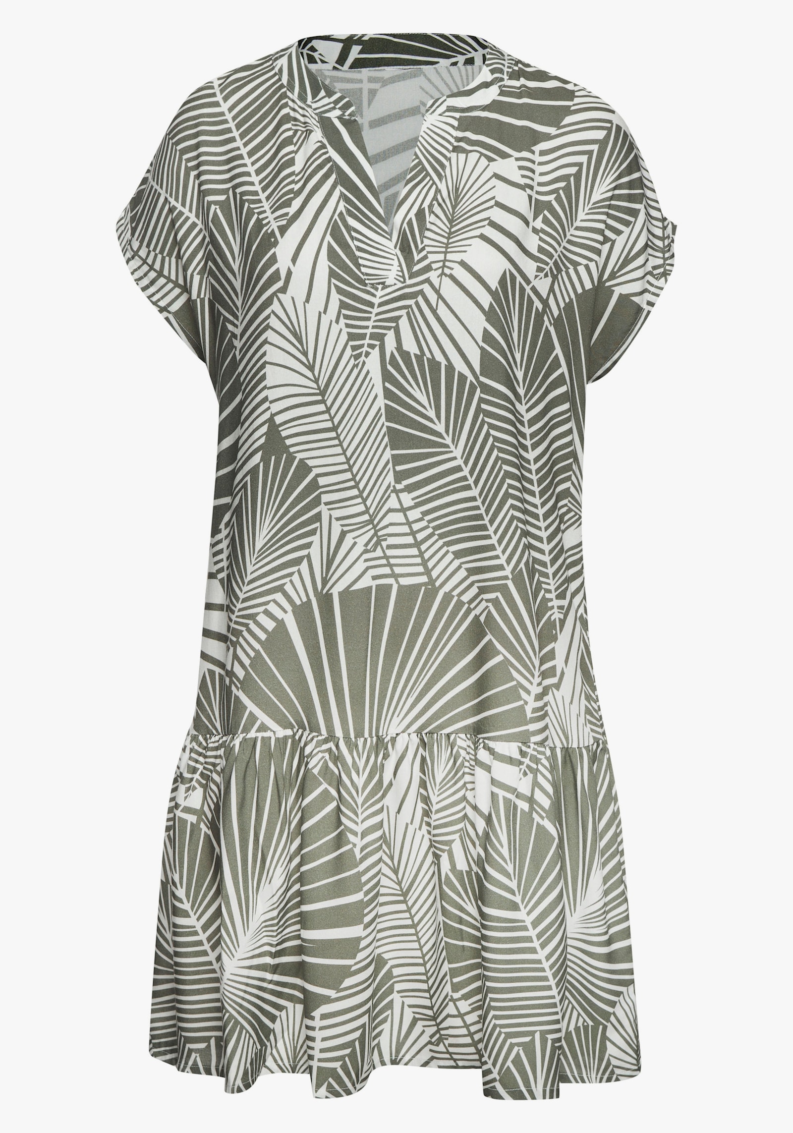 s.Oliver Blusenkleid - khaki-creme bedruckt