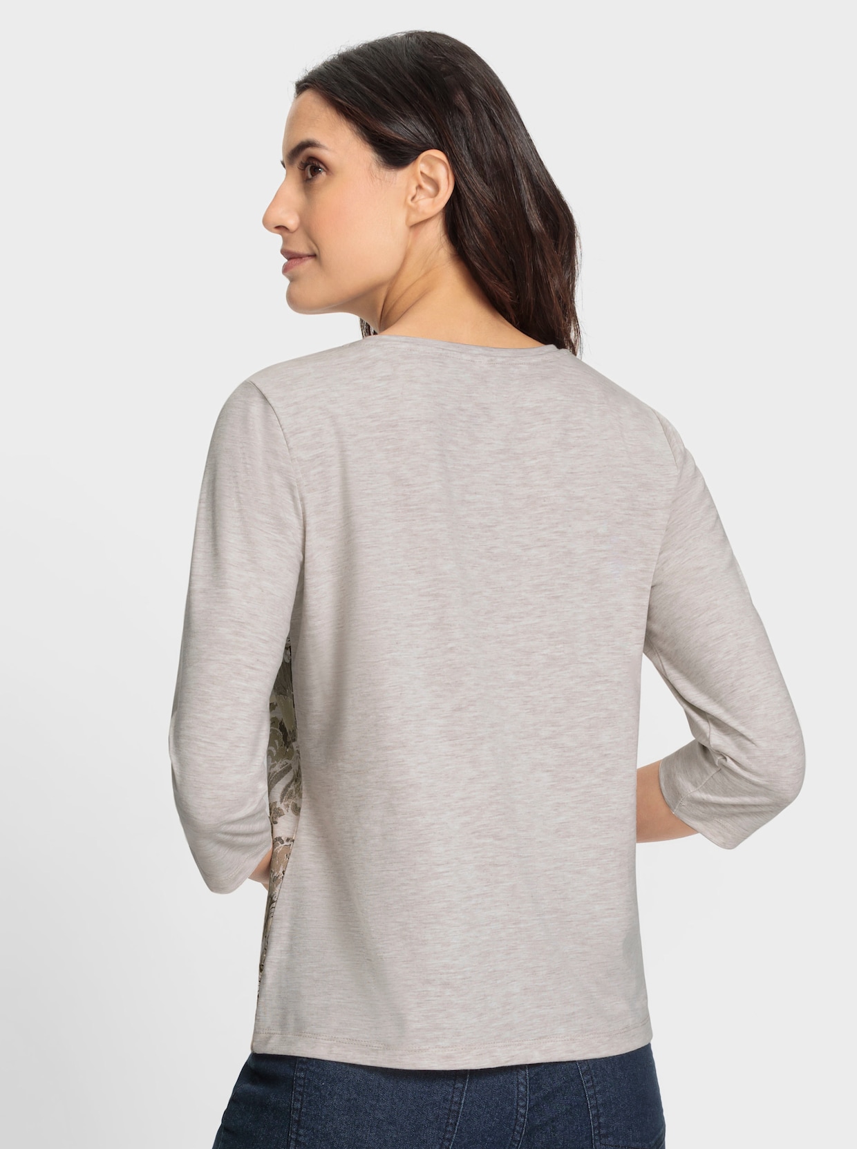 Shirt met ronde hals - ivoor/beige bedrukt