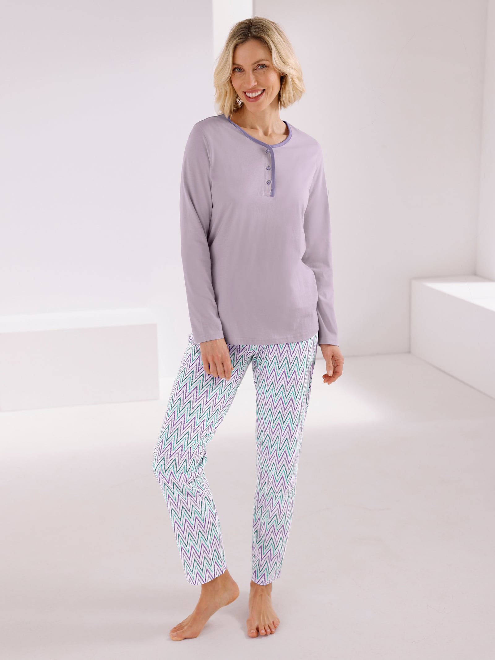 wäschepur Pyjama's met bedrukte broek - roze + lila