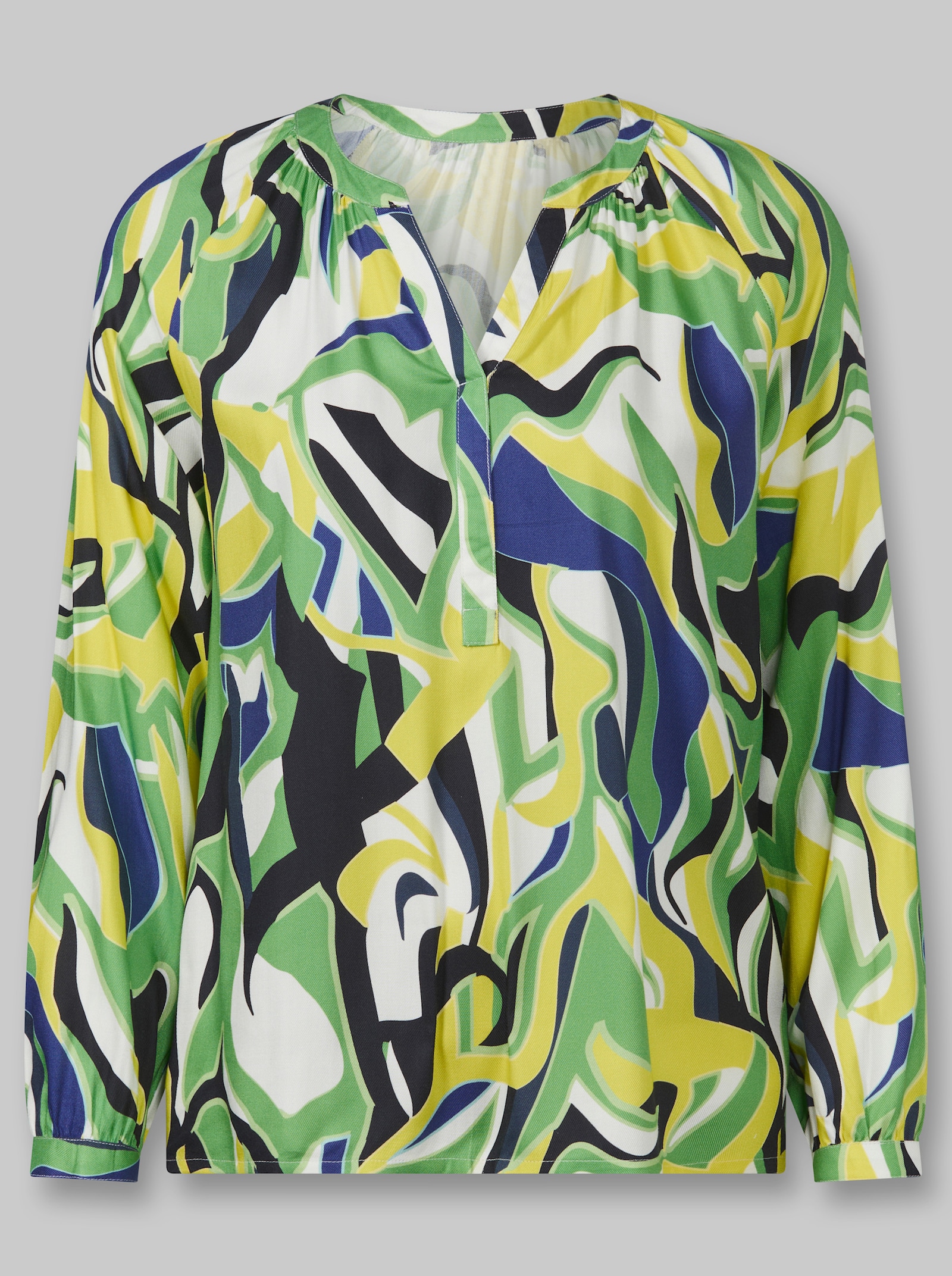 heine Druckbluse mit modernem Print - apfel-royalblau-bedruckt