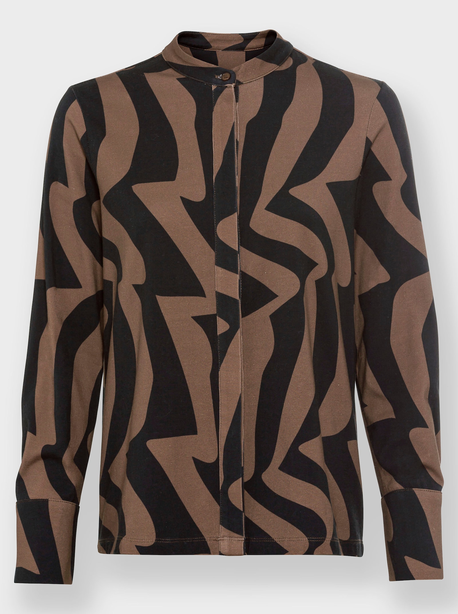 heine Shirt met lange mouwen en grafisch patroon - bruin/zwart bedrukt