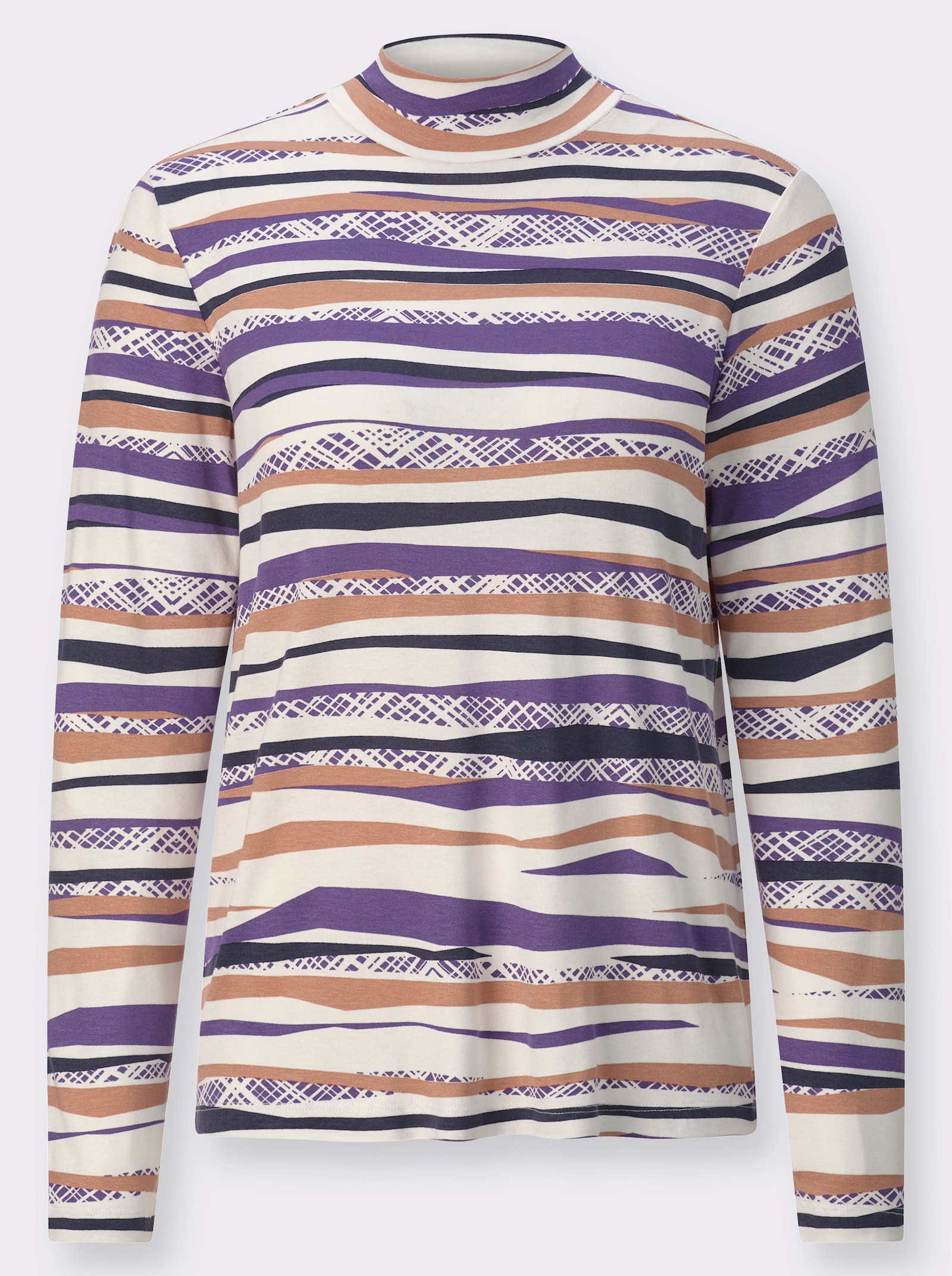 Shirt met lange mouwen en print - camel/lila bedrukt