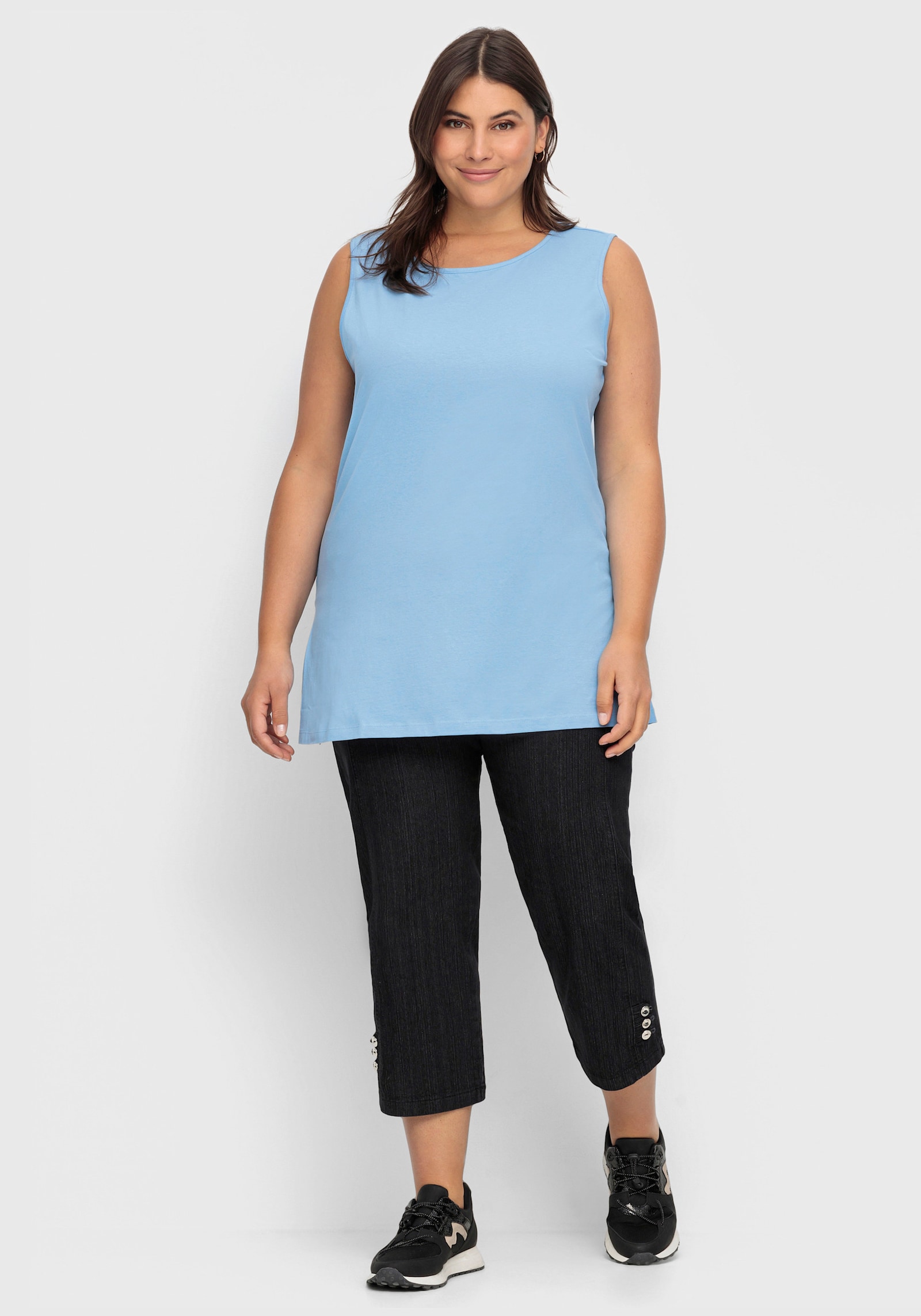 Longtop mit Seitenschlitzen - himmelblau