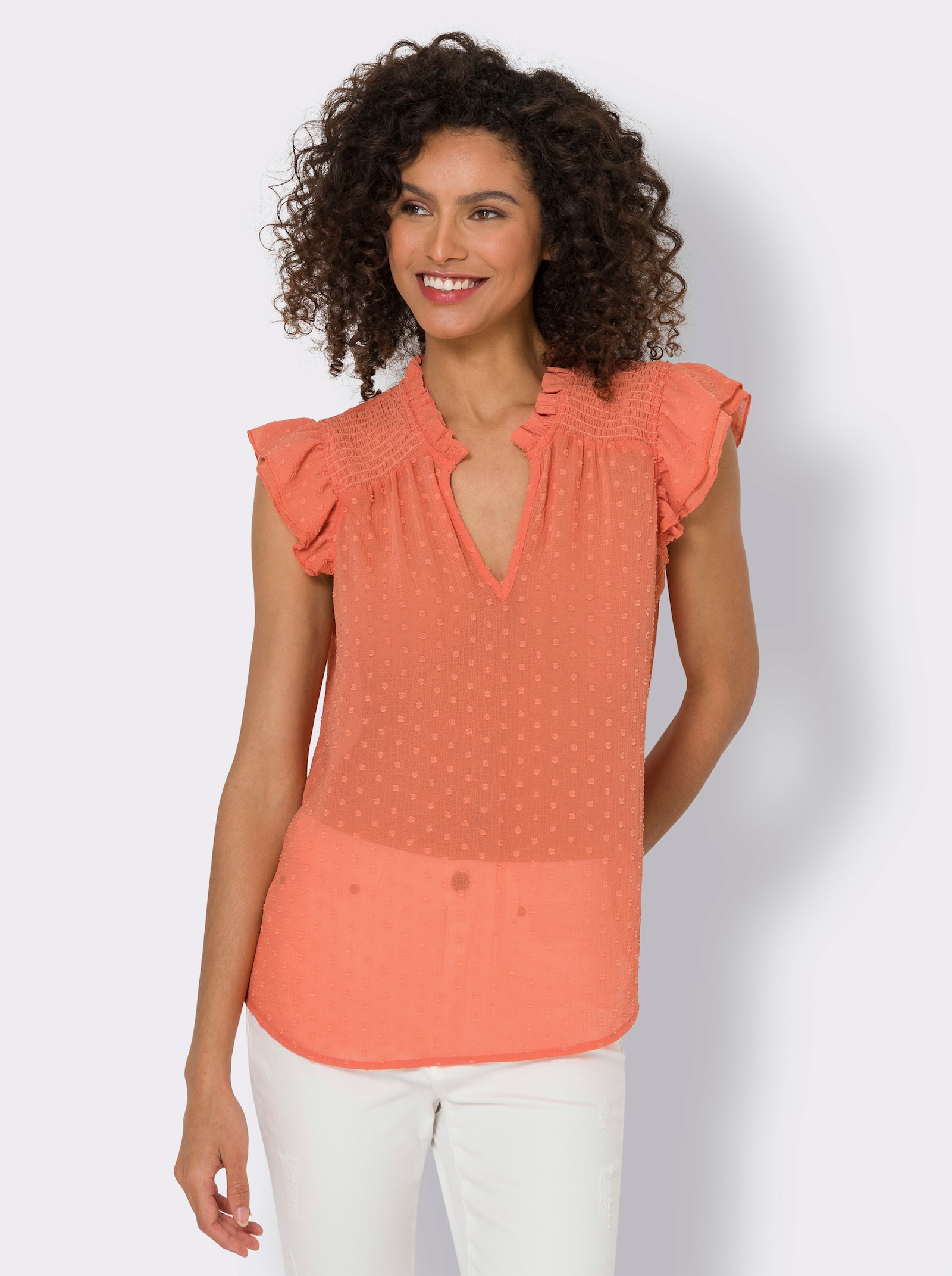 heine Chiffonbluse mit Flügel-Ärmel - papaya