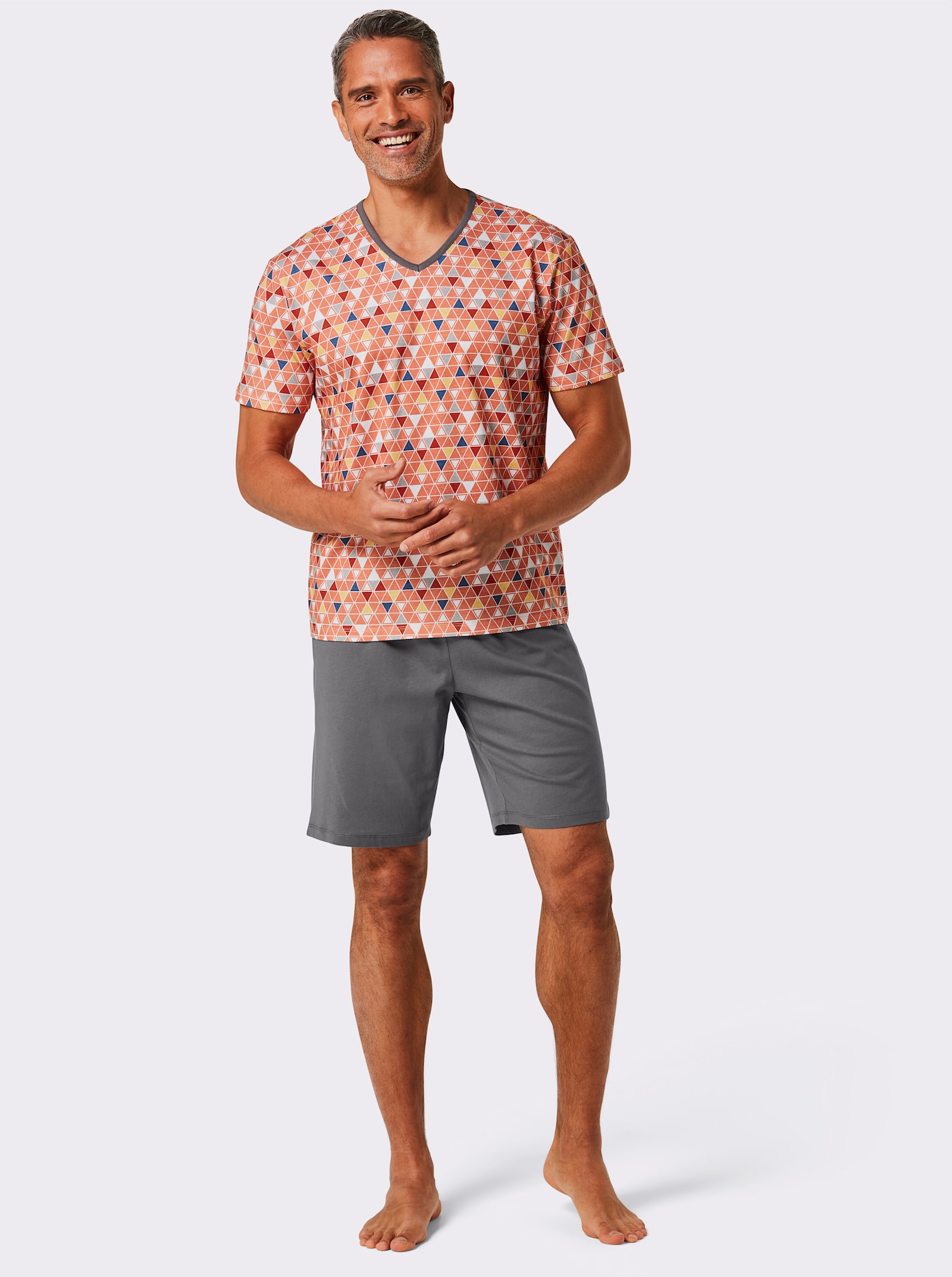 wäschepur men Shorty - anthrazit-papaya-bedruckt