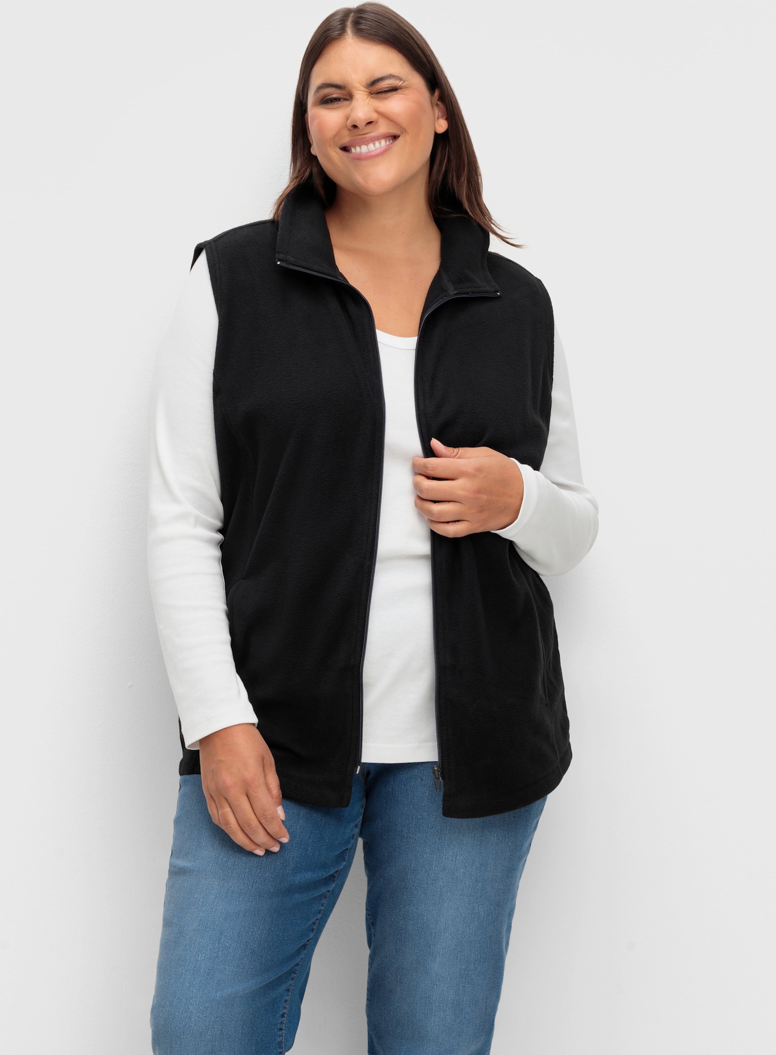 Fleeceweste mit Antipilling-Ausrüstung - schwarz