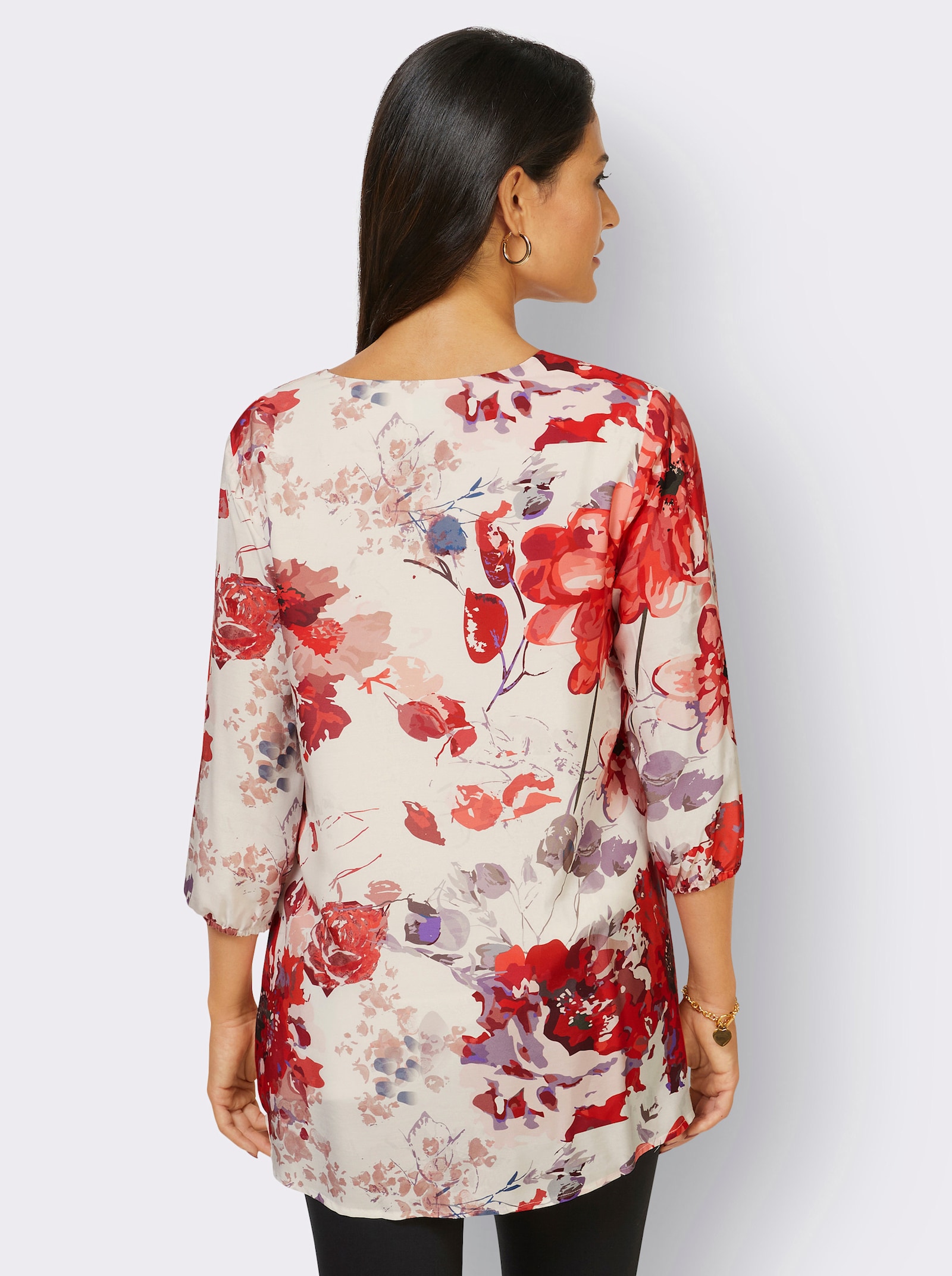 Tunika mit floralem Druck - weiss-erdbeere-bedruckt