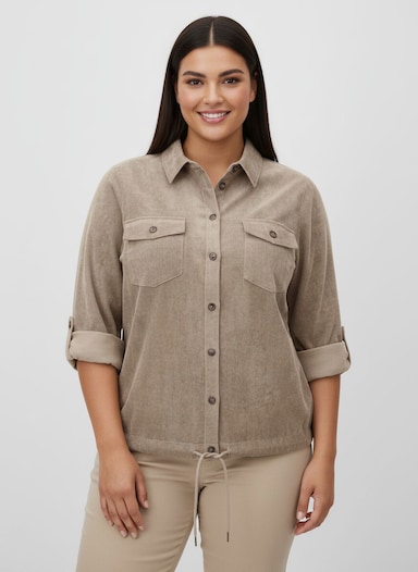 Langarm-Bluse aus Cord - sesam